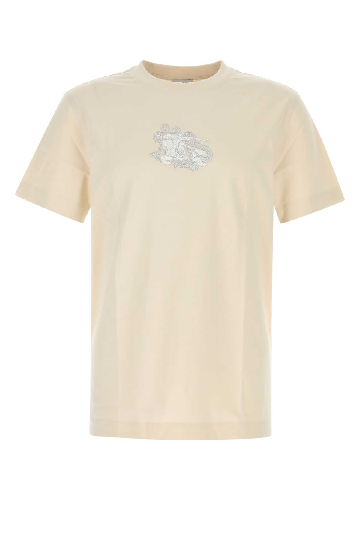 Shop Burberry Sand Cotton T-shirt In Tundra