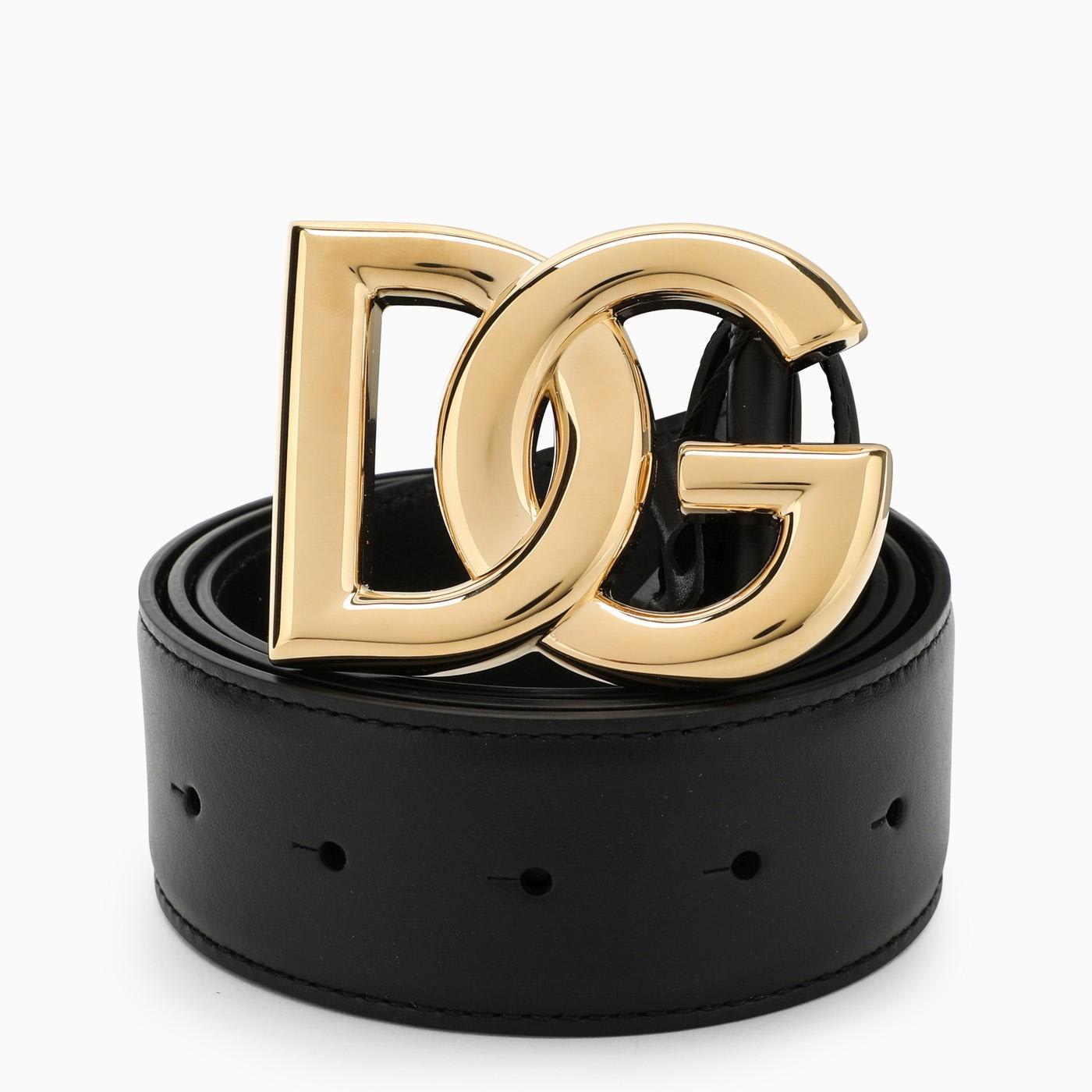 DOLCE & GABBANA BLACK BELT WITH GOLD-COLOURED LOGO