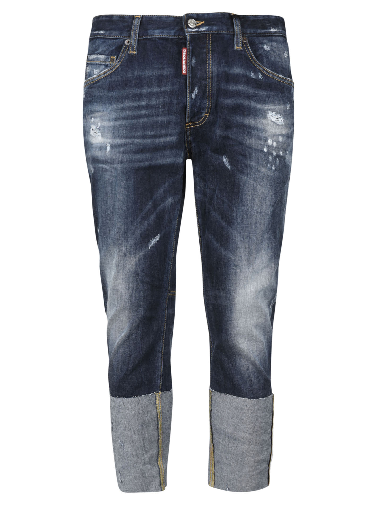 Dsquared2 Regular Fit Distress Effect Cropped Jeans