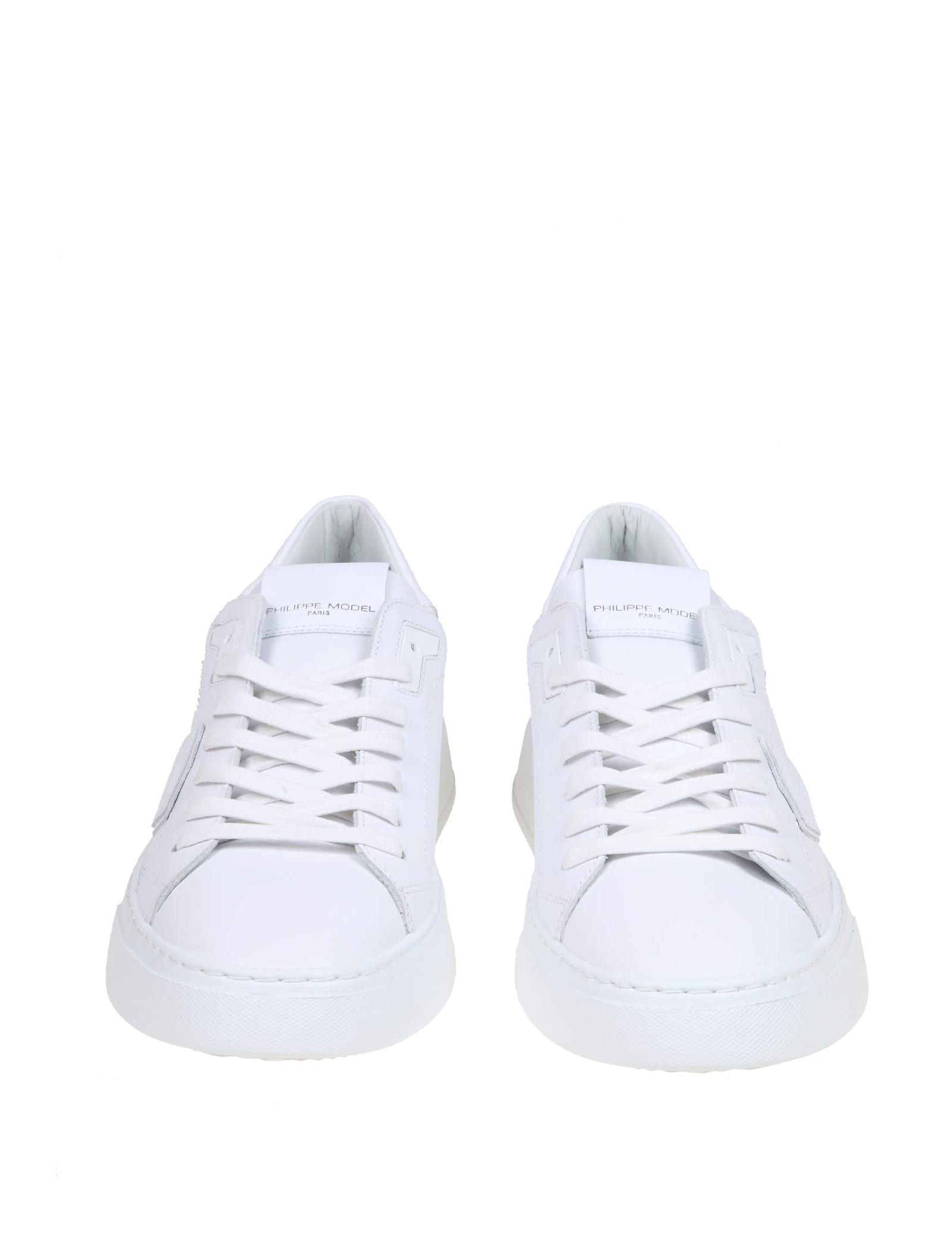 PHILIPPE MODEL TEMPLE LOW SNEAKERS IN WHITE LEATHER 