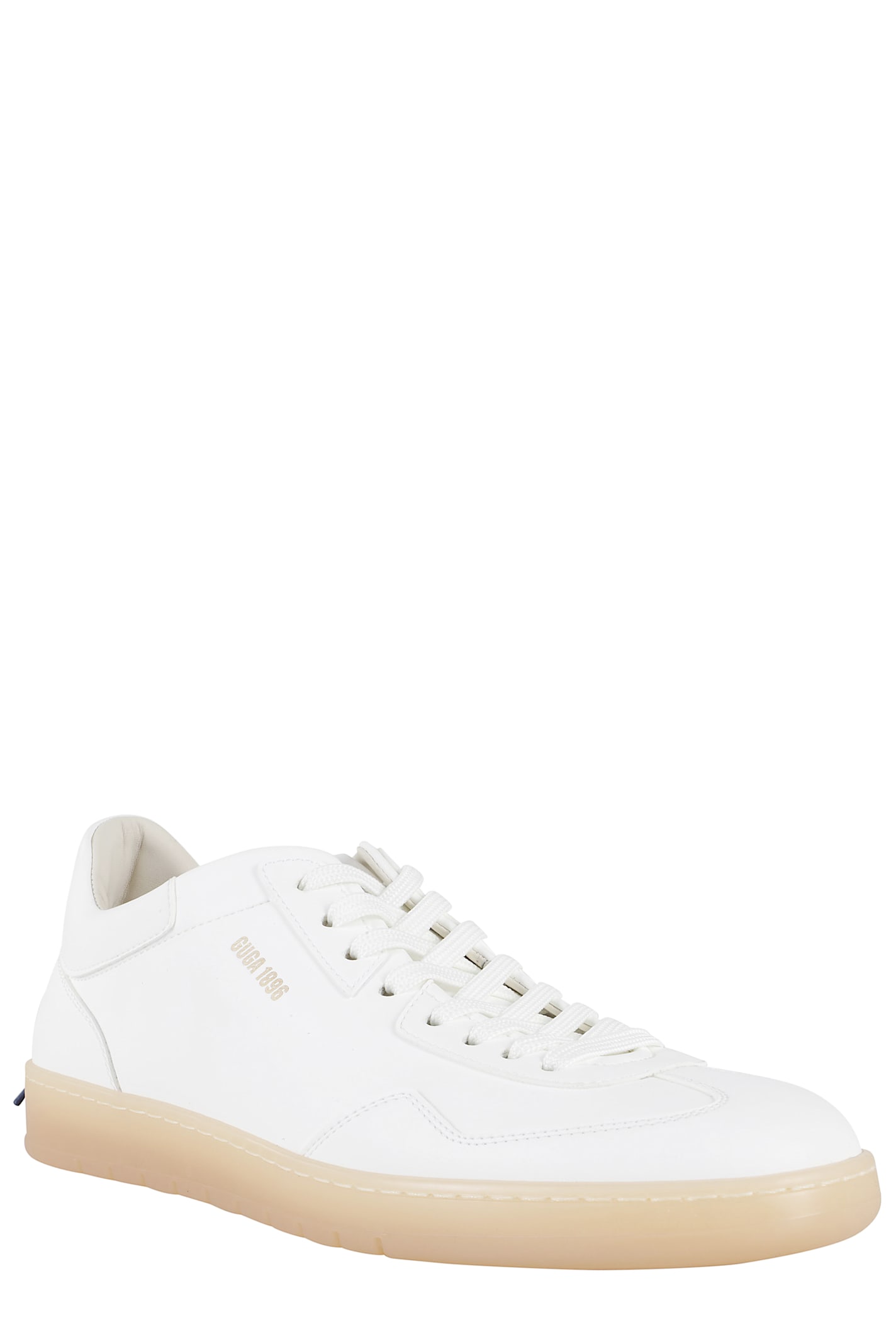 Barracuda Minimalist Leather Sneakers With Contrasting Heel Tab In Bianco