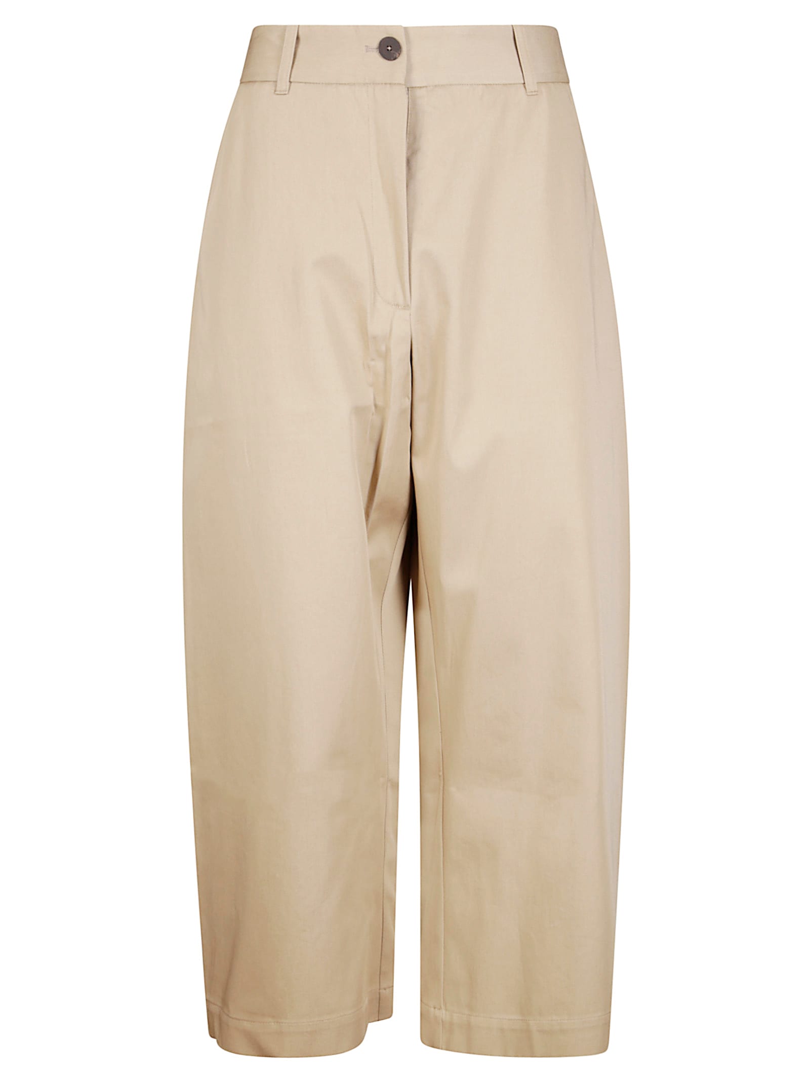 Studio Nicholson Cropped Trousers With Belt Loops In Brown
