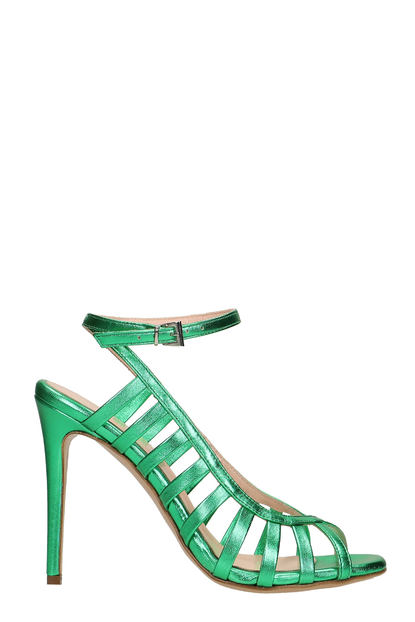 Anna F. Sandals In Green Leather