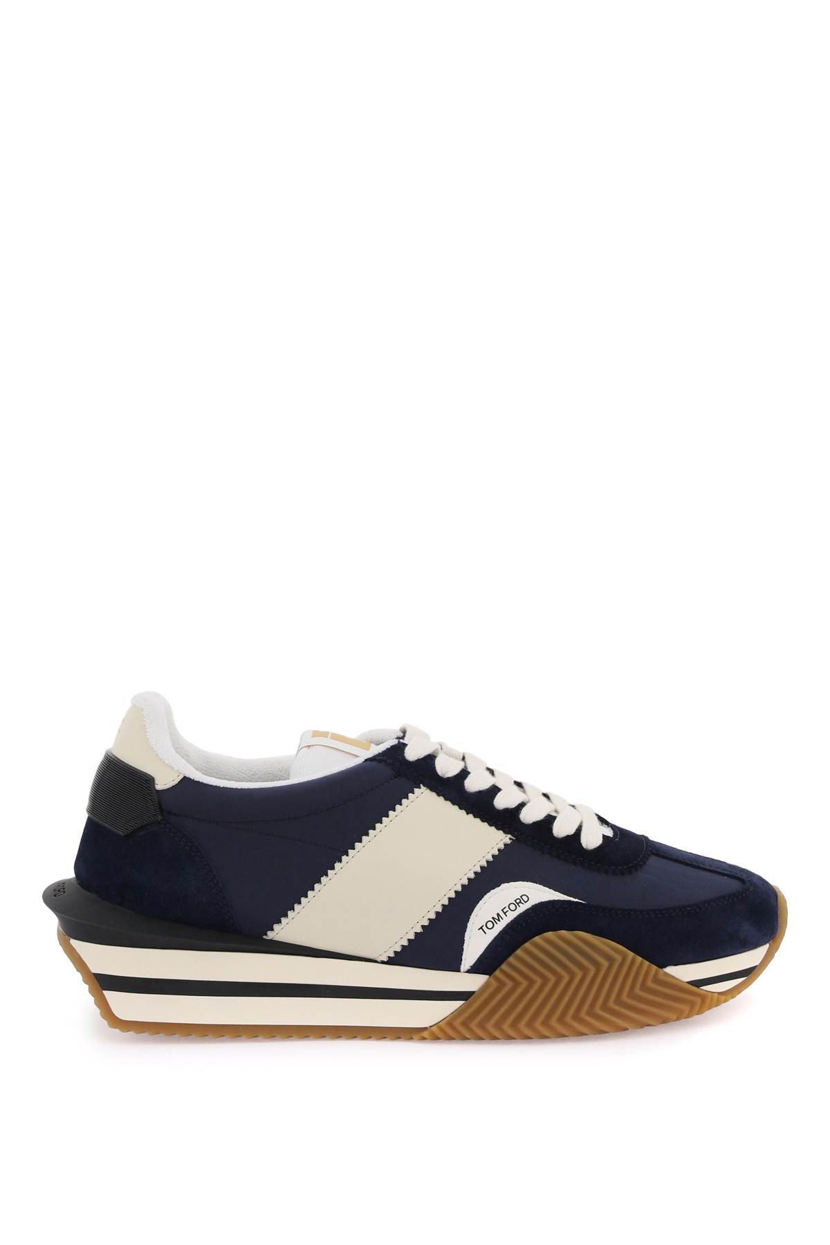 Tom Ford Mens Blue James Logo-print Leather And Suede Low-top Trainers In Blue