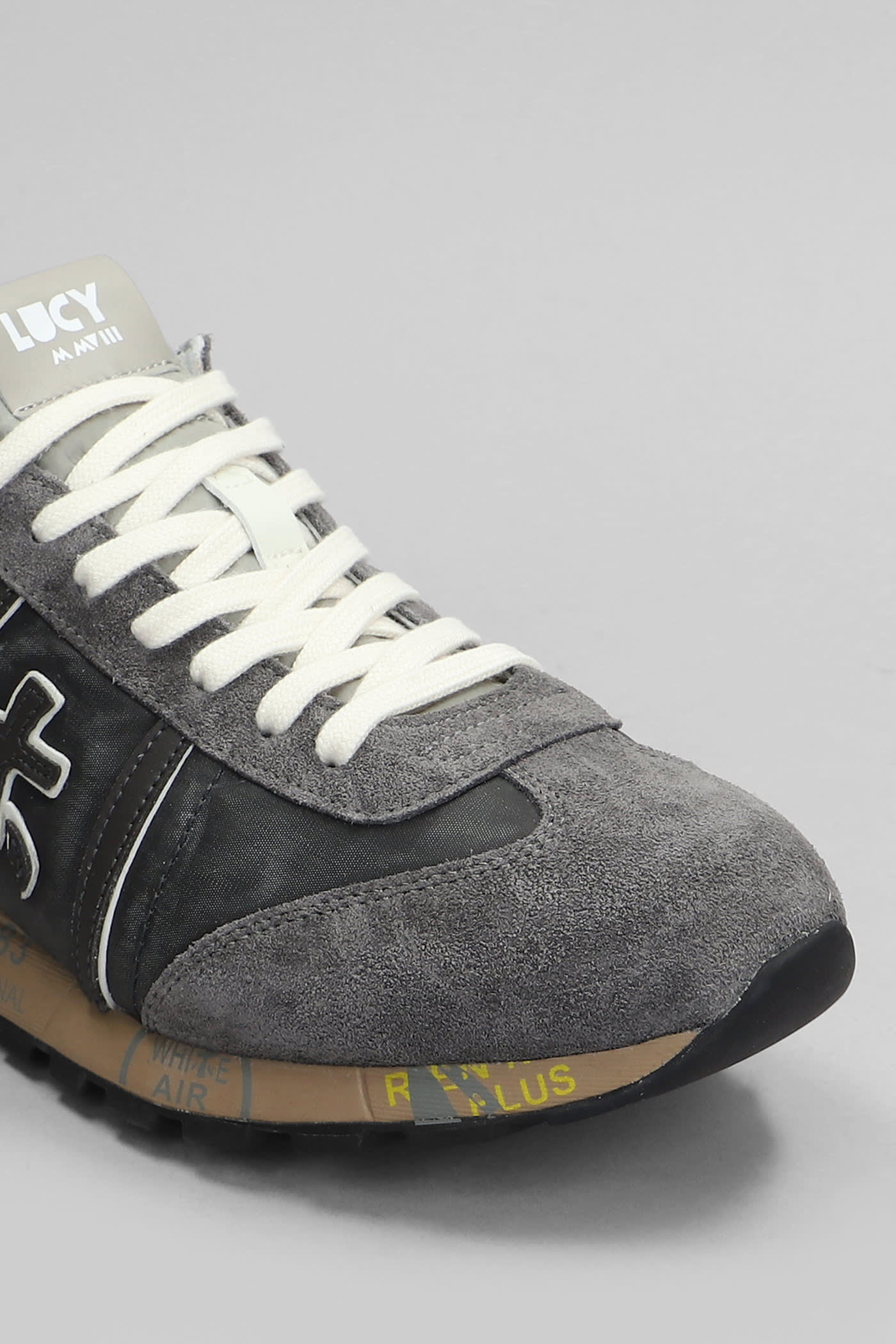 Shop Premiata Lucy Sneakers In Grey Suede And Fabric