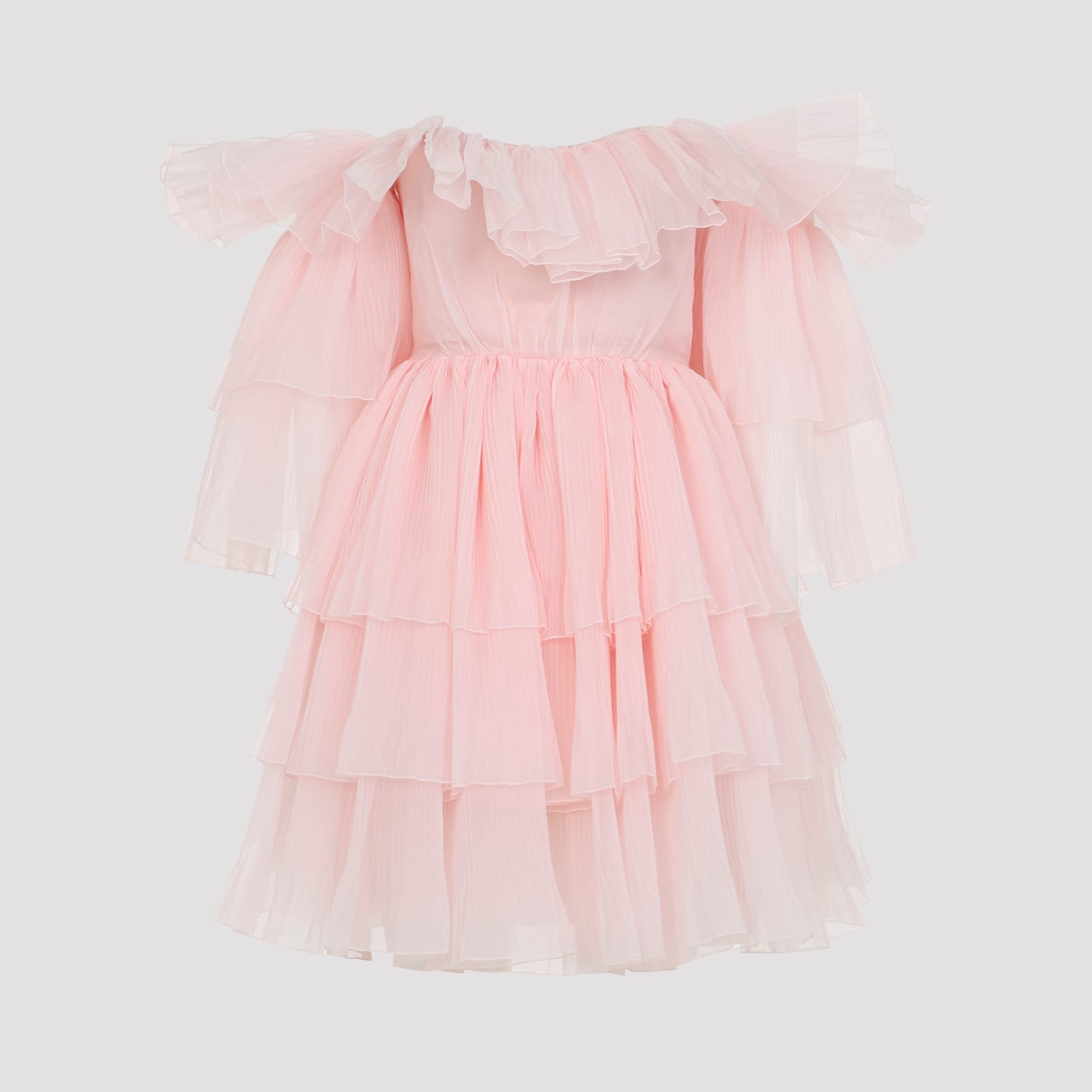 Giambattista Valli Off-shoulder Layered Mini Dress Ruffles In Pink