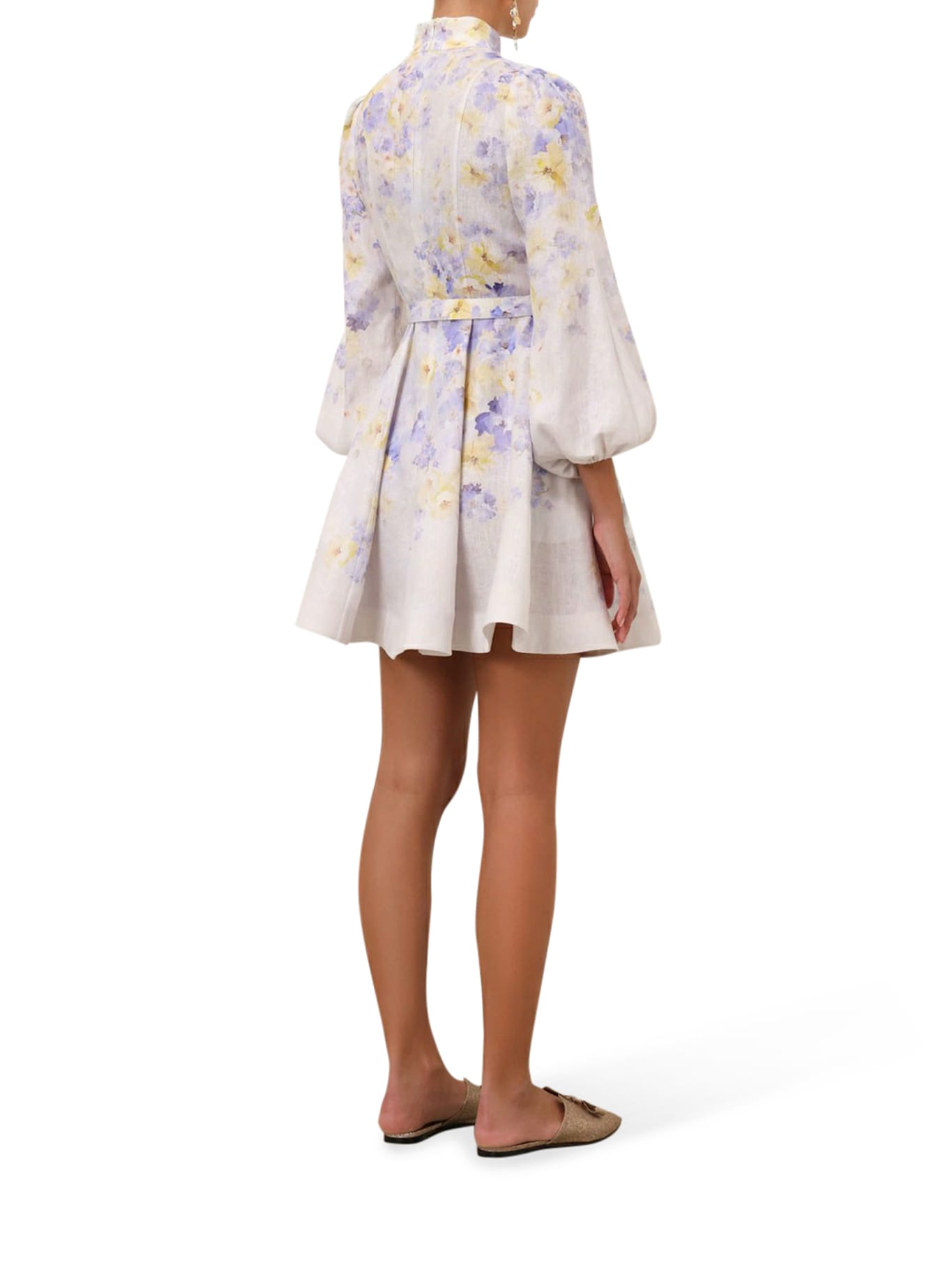 Shop Zimmermann Crush Button Mini Dress In Lillac Floral