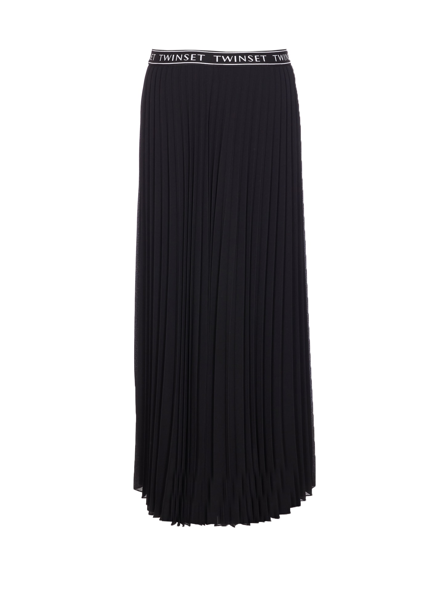 Twinset Pleated Midi Skirt Elastic Waist In Black