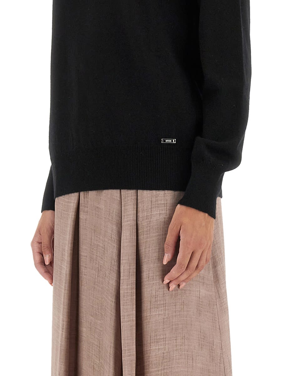 Shop Kiton Cashmere Sweater In Black