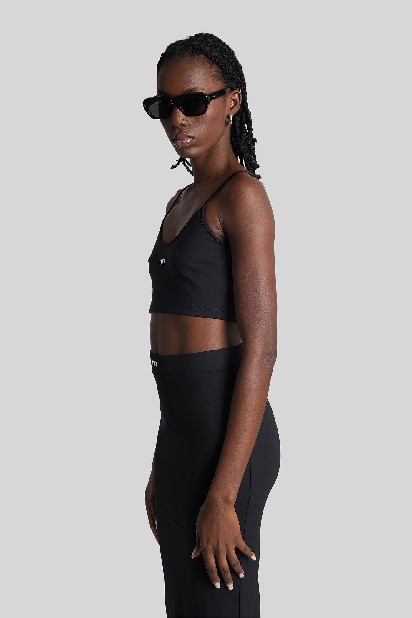 Off-white Sleek Spaghetti Strap Top In Black