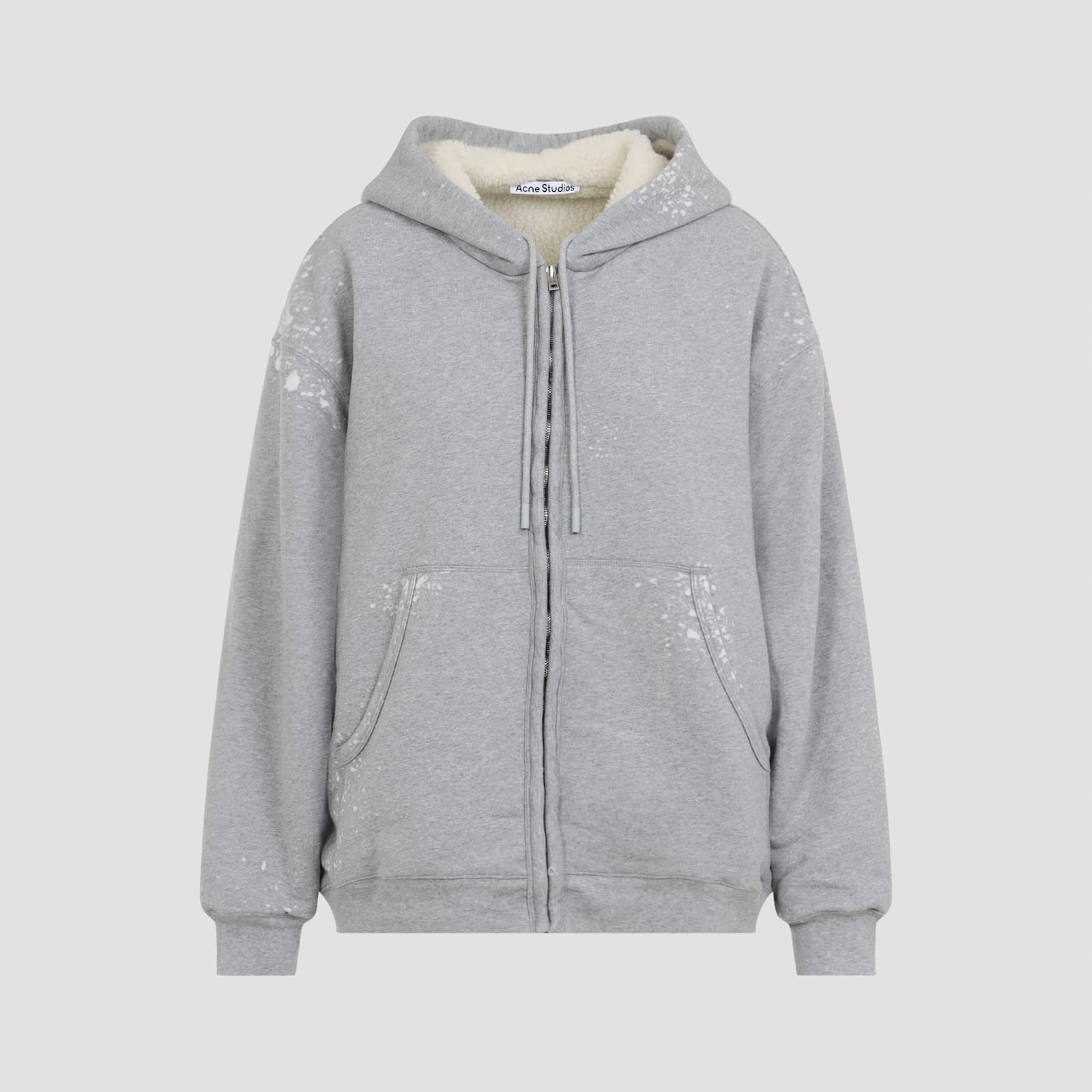 Acne Studios Womens Grey Melange Internal-fleece Relaxed-fit Cotton-blend Hoodie Xs In Gray