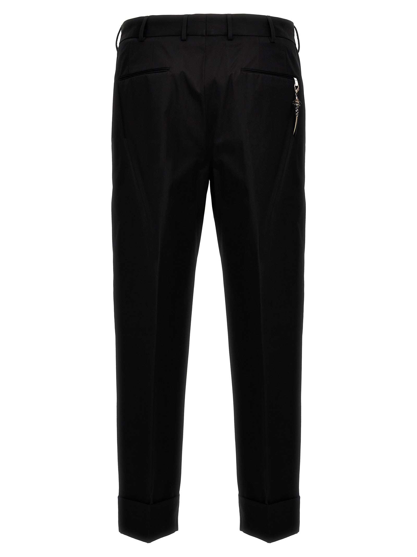 Pt Torino Black Cotton Pants In Black