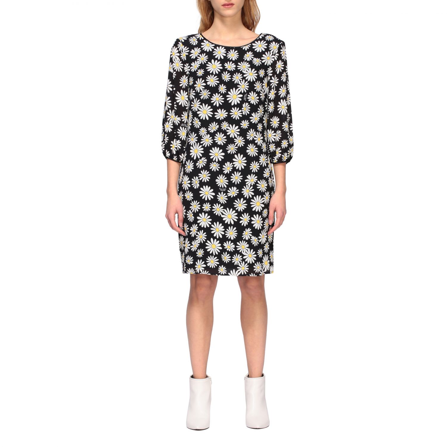 BOUTIQUE MOSCHINO GEORGETTE DRESS WITH DAISY PRINT,11235660