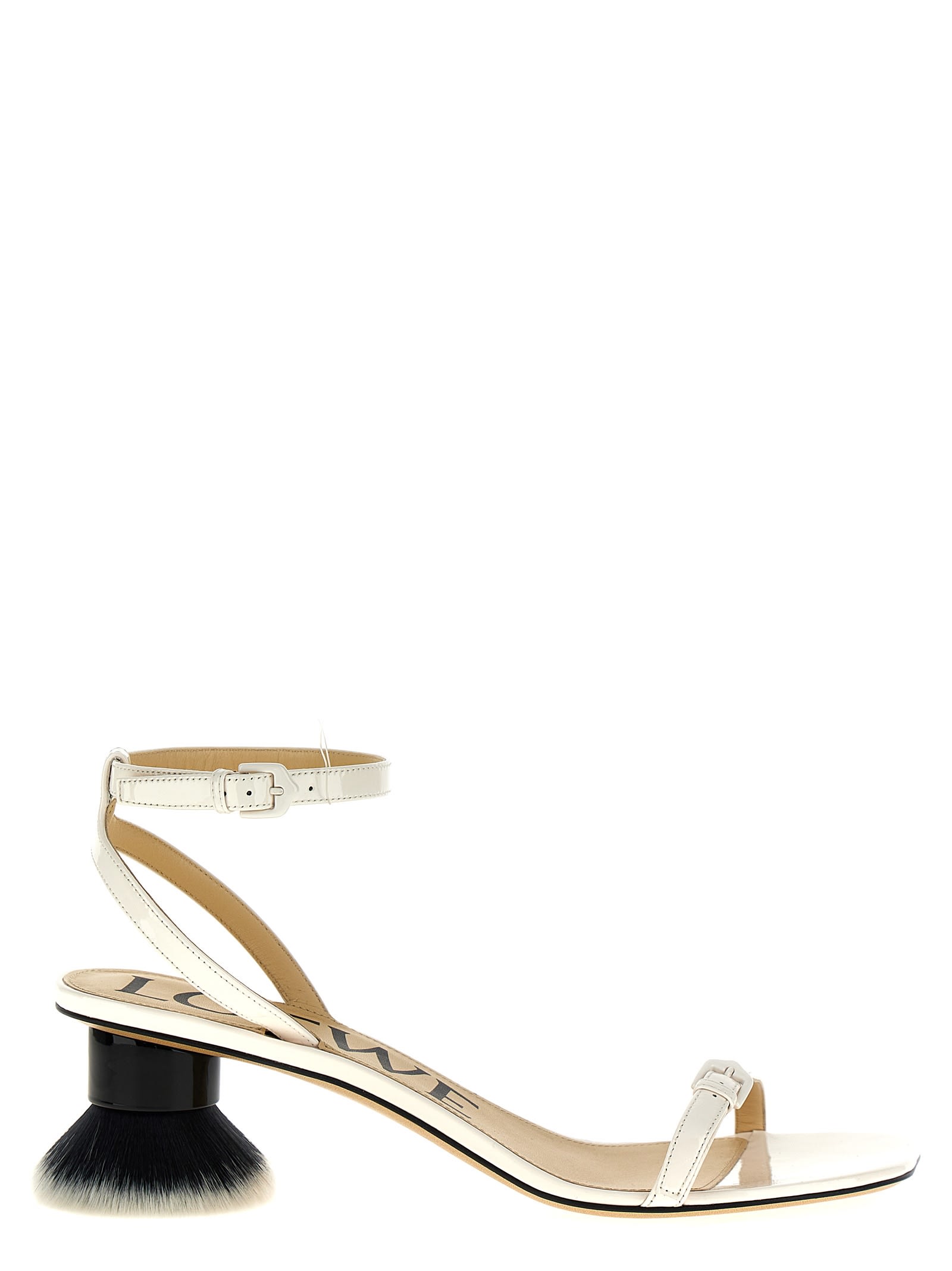 Shop Loewe Petal Brush Sandals In White/black