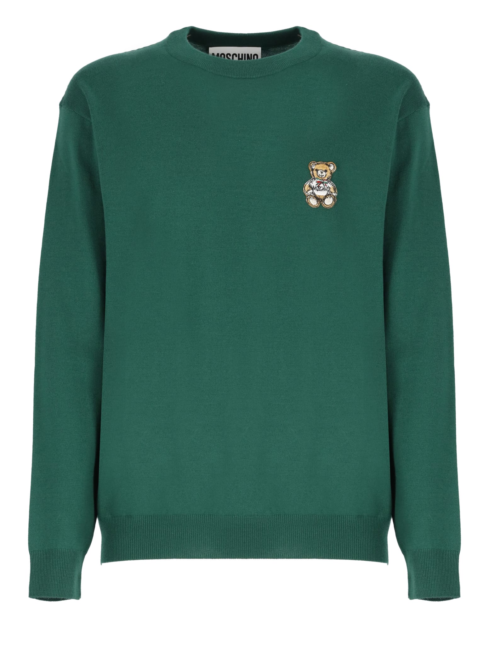 Shop Moschino Teddy Bear Sweater In Green