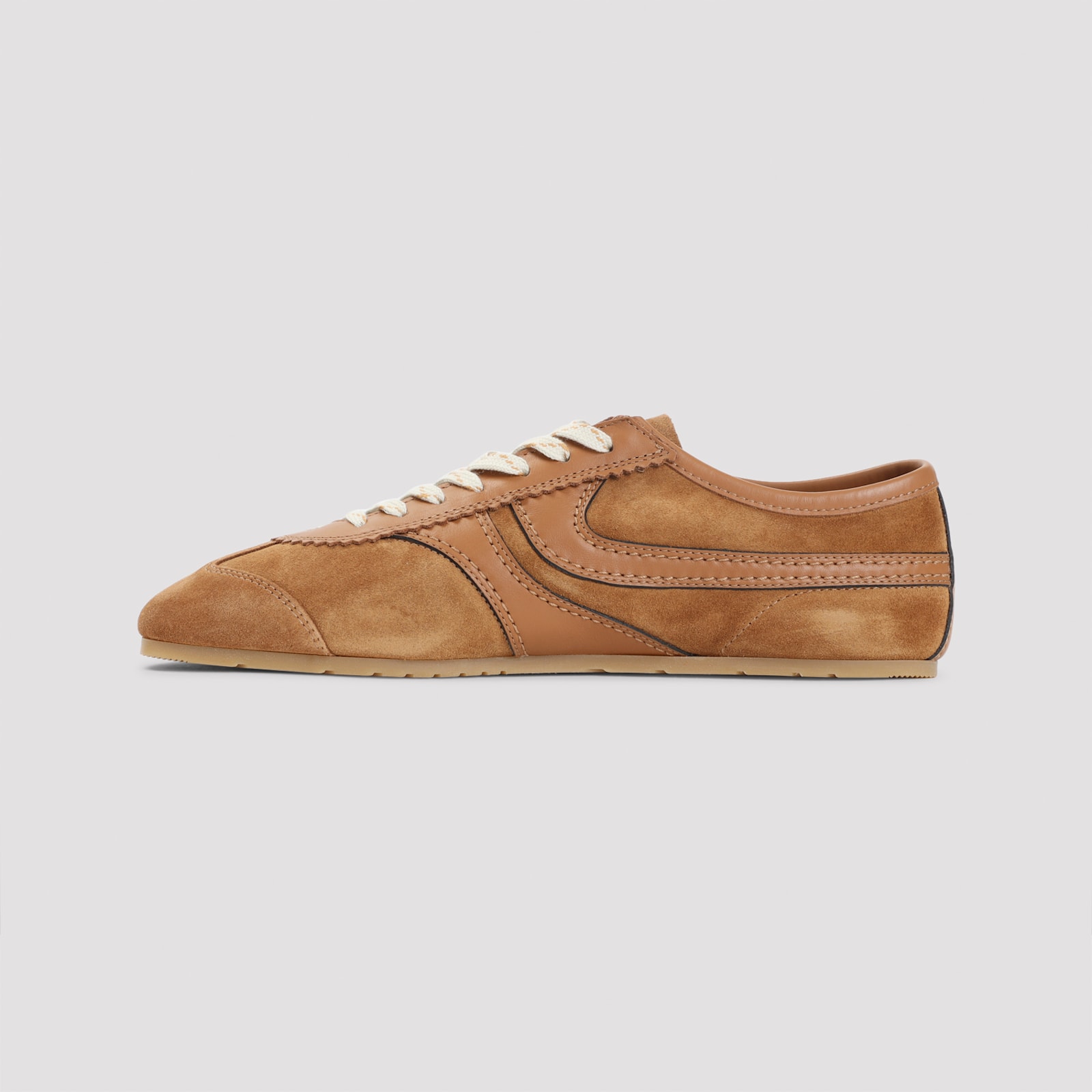 Dries Van Noten Casual Low Top Sneakers With Leather Panels In Brown