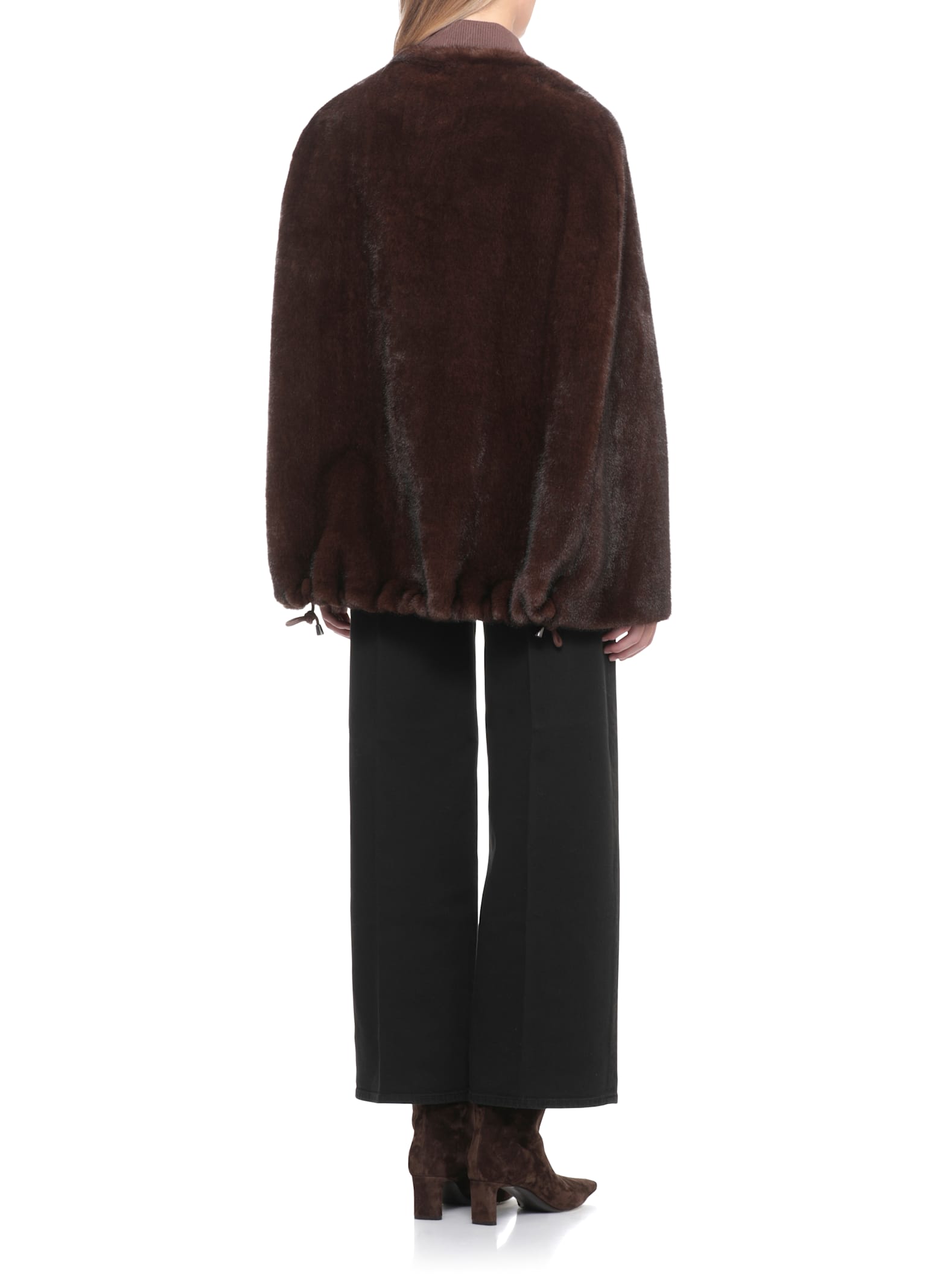 Valentini 1972 Synthetic Fur Coat In Brown