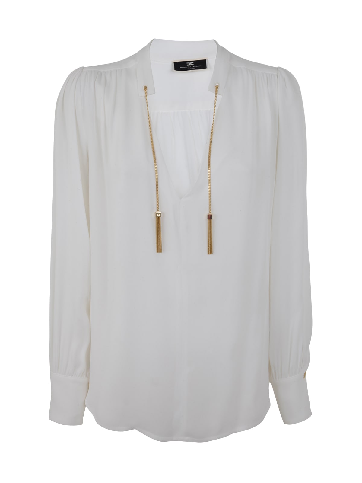 Elisabetta Franchi Blouse With Chain In Ivory