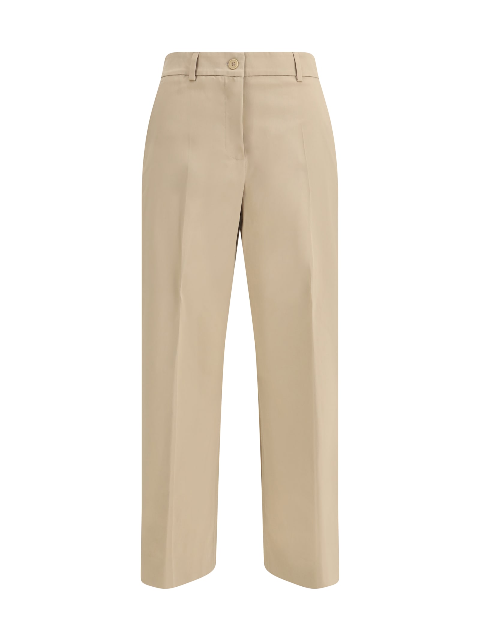 Weekend Max Mara Urial Cropped Trousers In Cotton Satin In Neutral