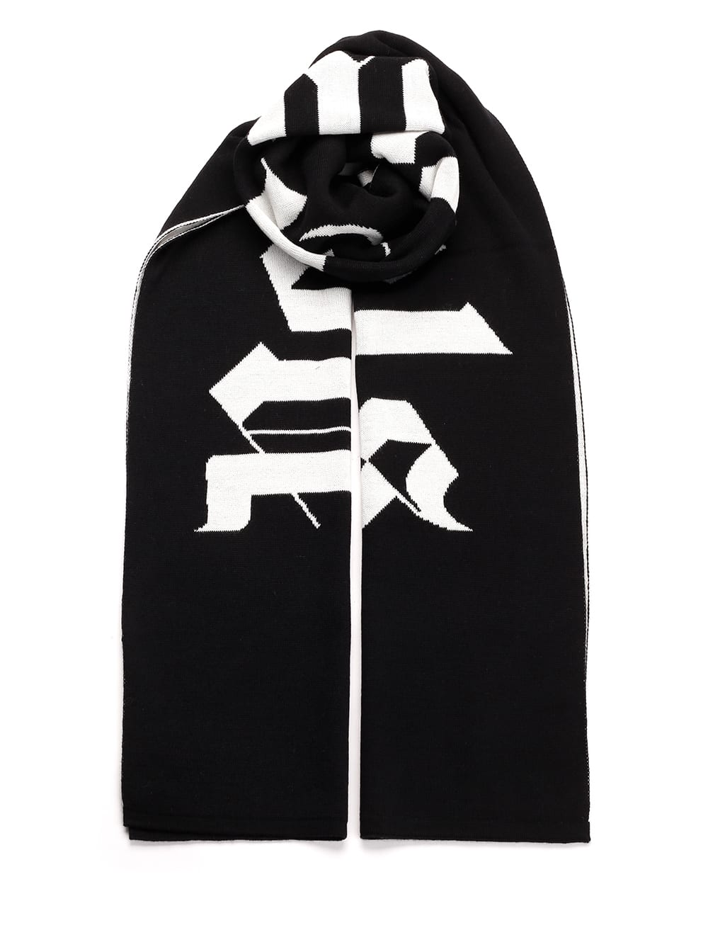 Shop Palm Angels Logo Jacquard Scarf In Blackoff