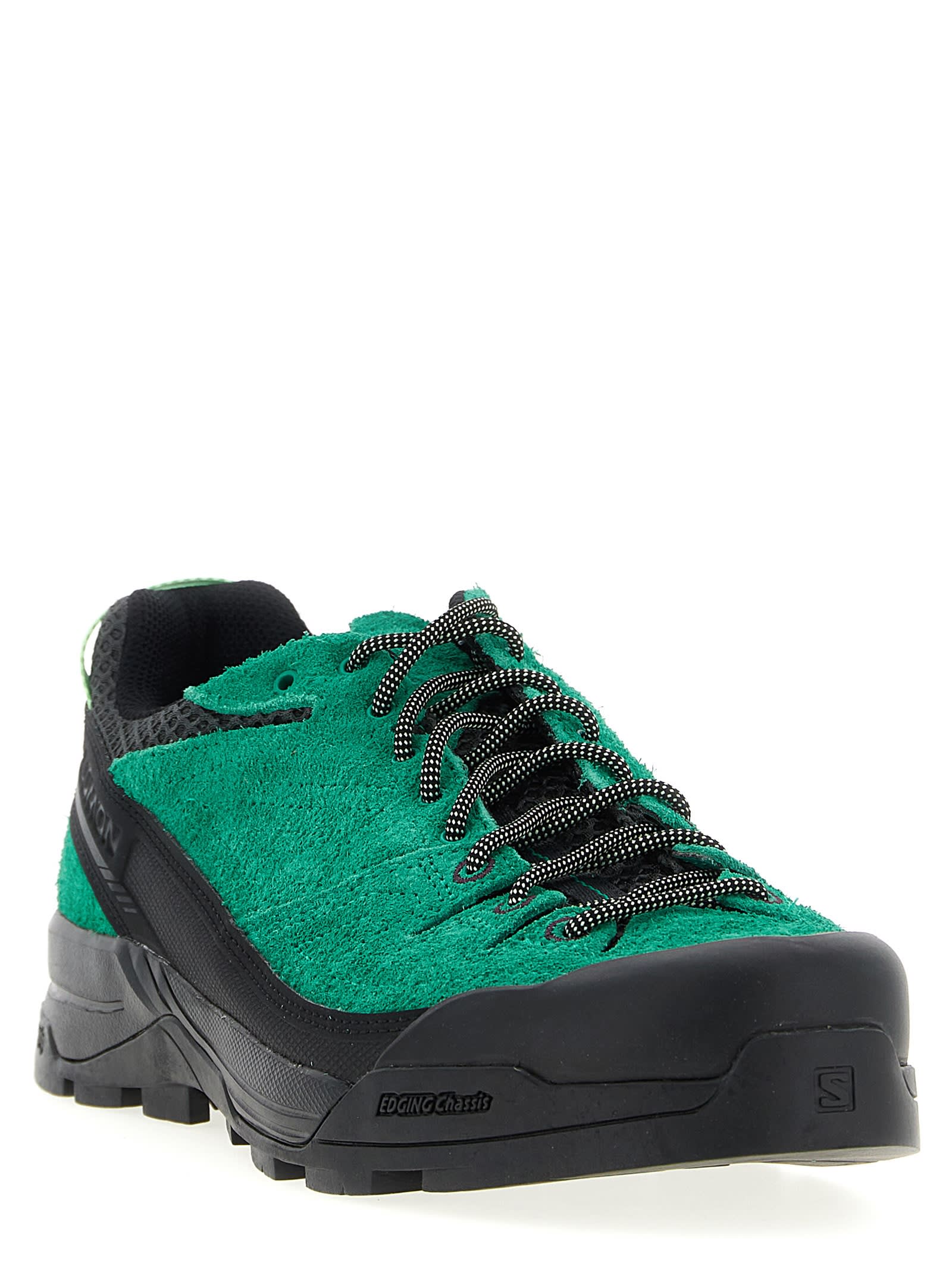 Salomon Suede Mesh Sneakers Pull Tab Rubber Sole In Green