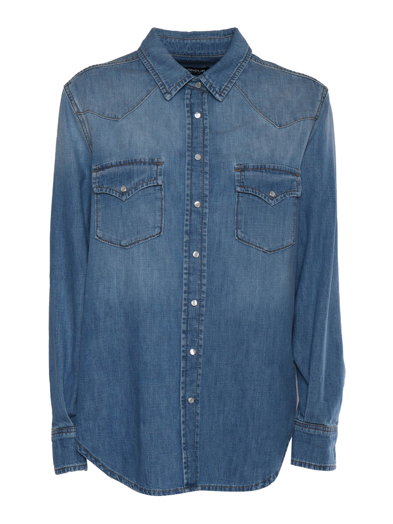 Dondup Denim Shirt With Button-up Front And Chest Pockets In Blue
