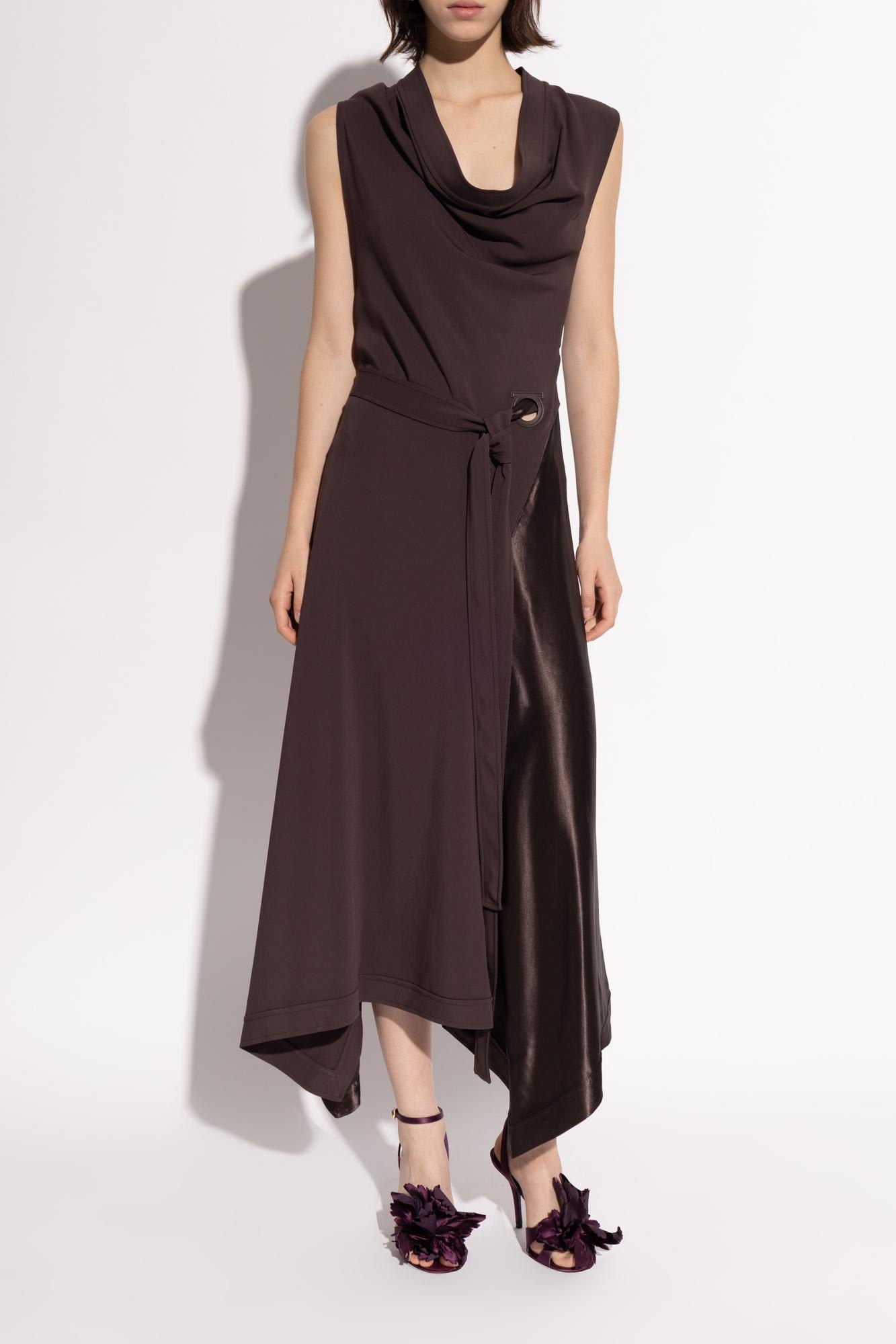 Ferragamo Flower Embellished High Heel Sandal In Burgundy