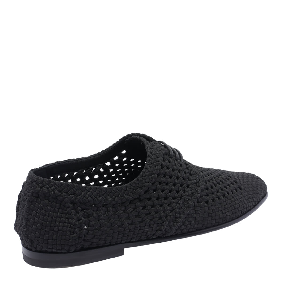 Dolce & Gabbana Black Woven Fabric Derby