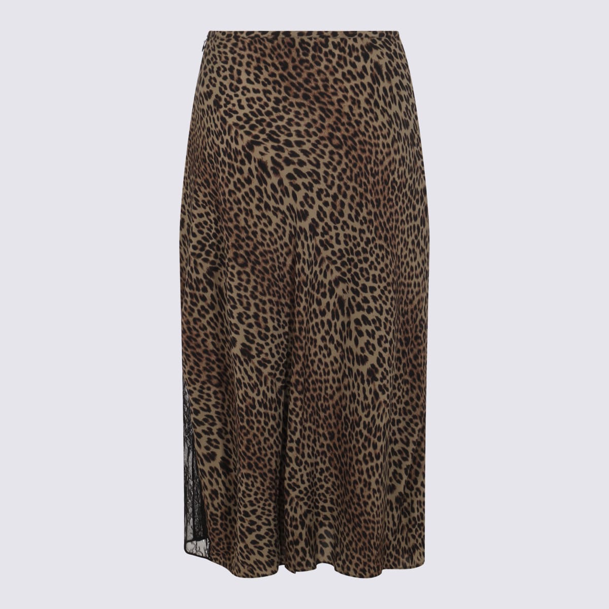 Zadig & Voltaire Leopard-print Lace-insert Straight Skirt In Green