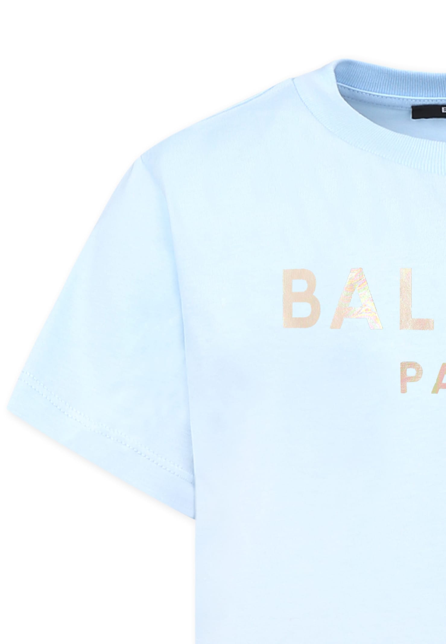 Balmain Light Blue T-shirt For Girl With Logo In Light Blue