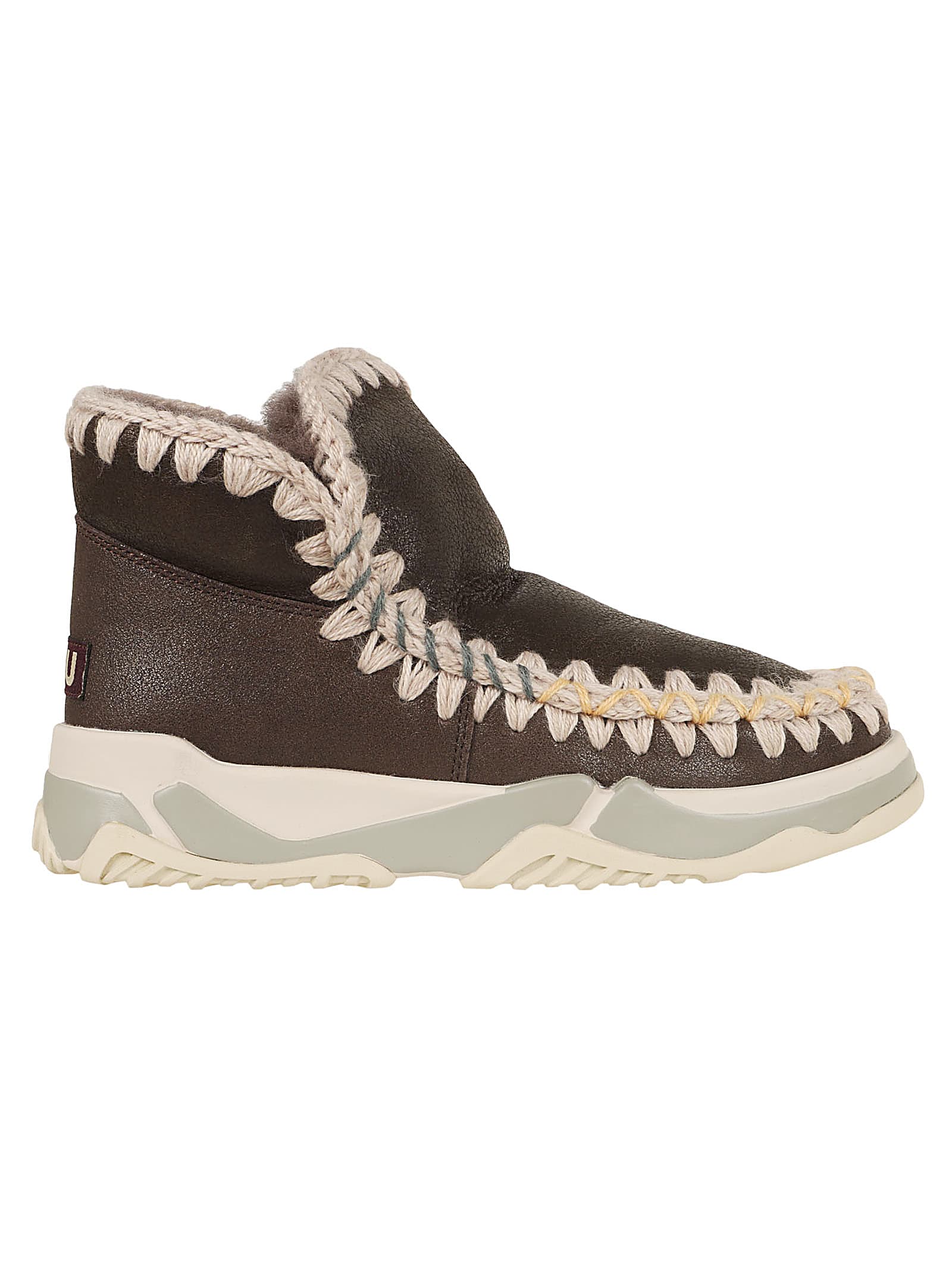 Shop Mou Eskimo Trainer Overstitching In Dumoc Dust Mocha