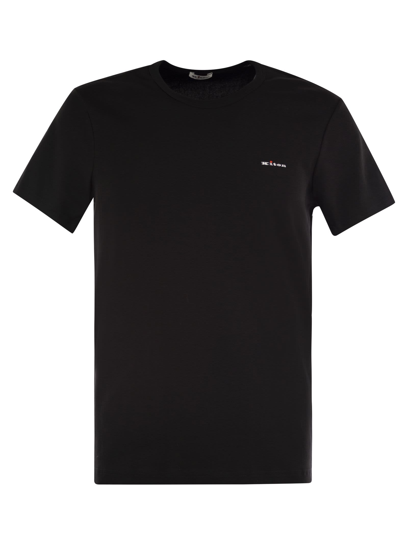 Stretch Cotton T-shirt With Embroidered Logo