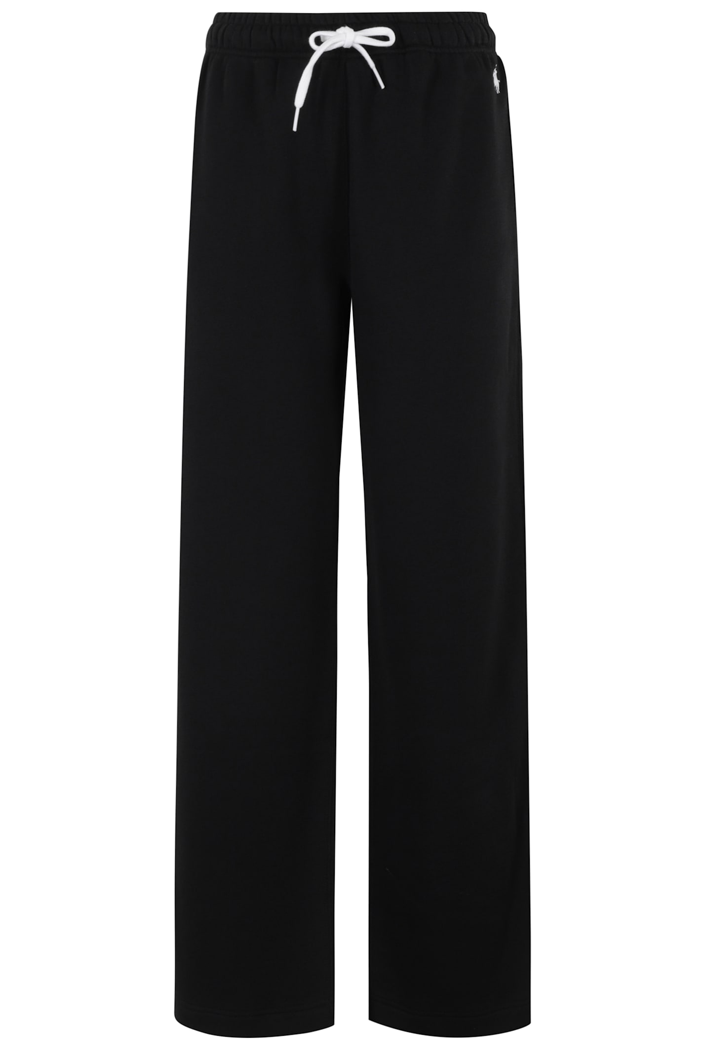 Polo Ralph Lauren Black Pants With Drawstring Elastic Waist And Pony Embroidery On The Side In Black