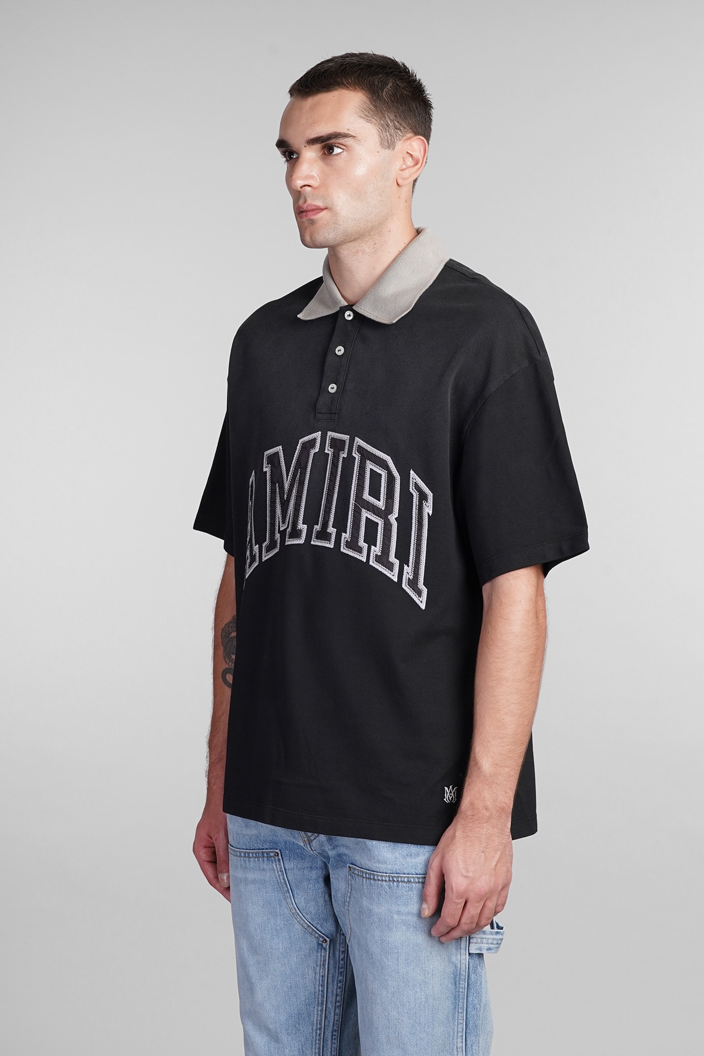 Shop Amiri Polo In Black Cotton