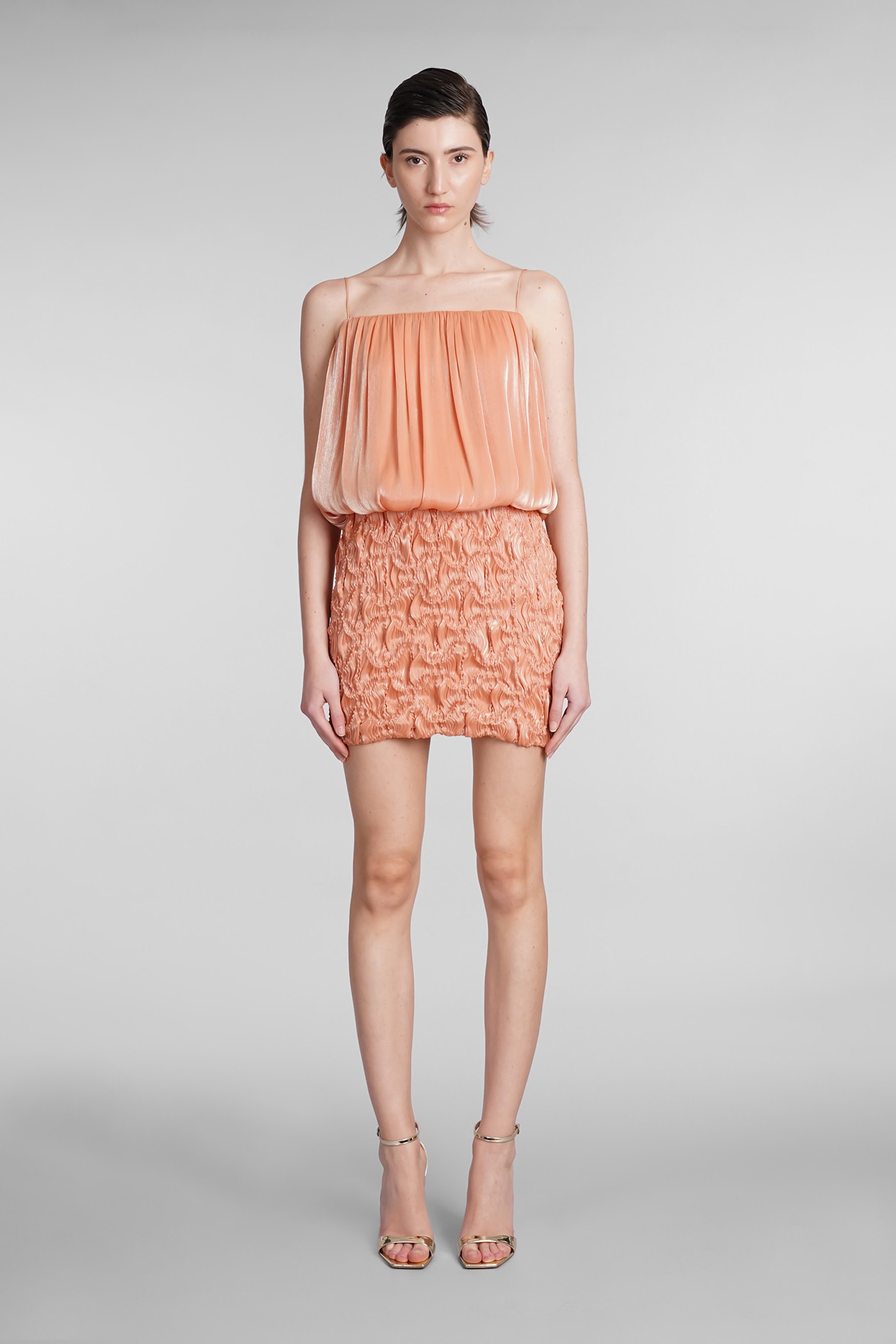 Shop Costarellos Tema Dress In Orange Polyester