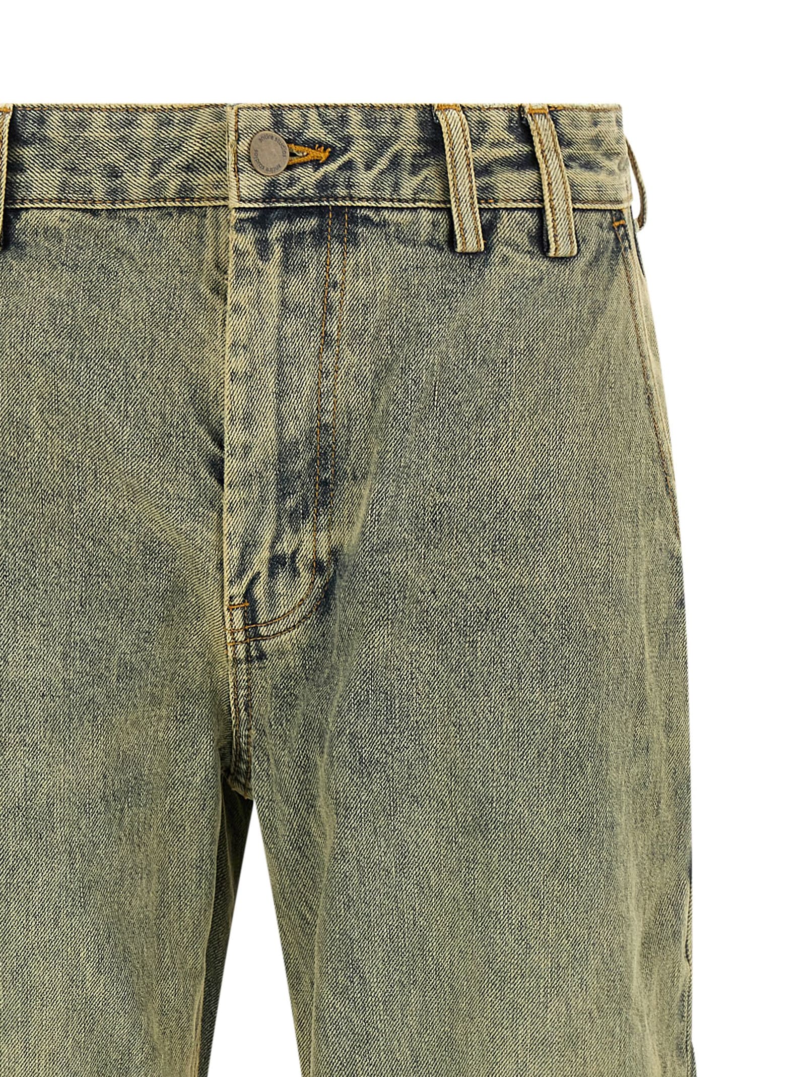 Entire Studios Cuff Surface Wave Jeans Yellow In Multi