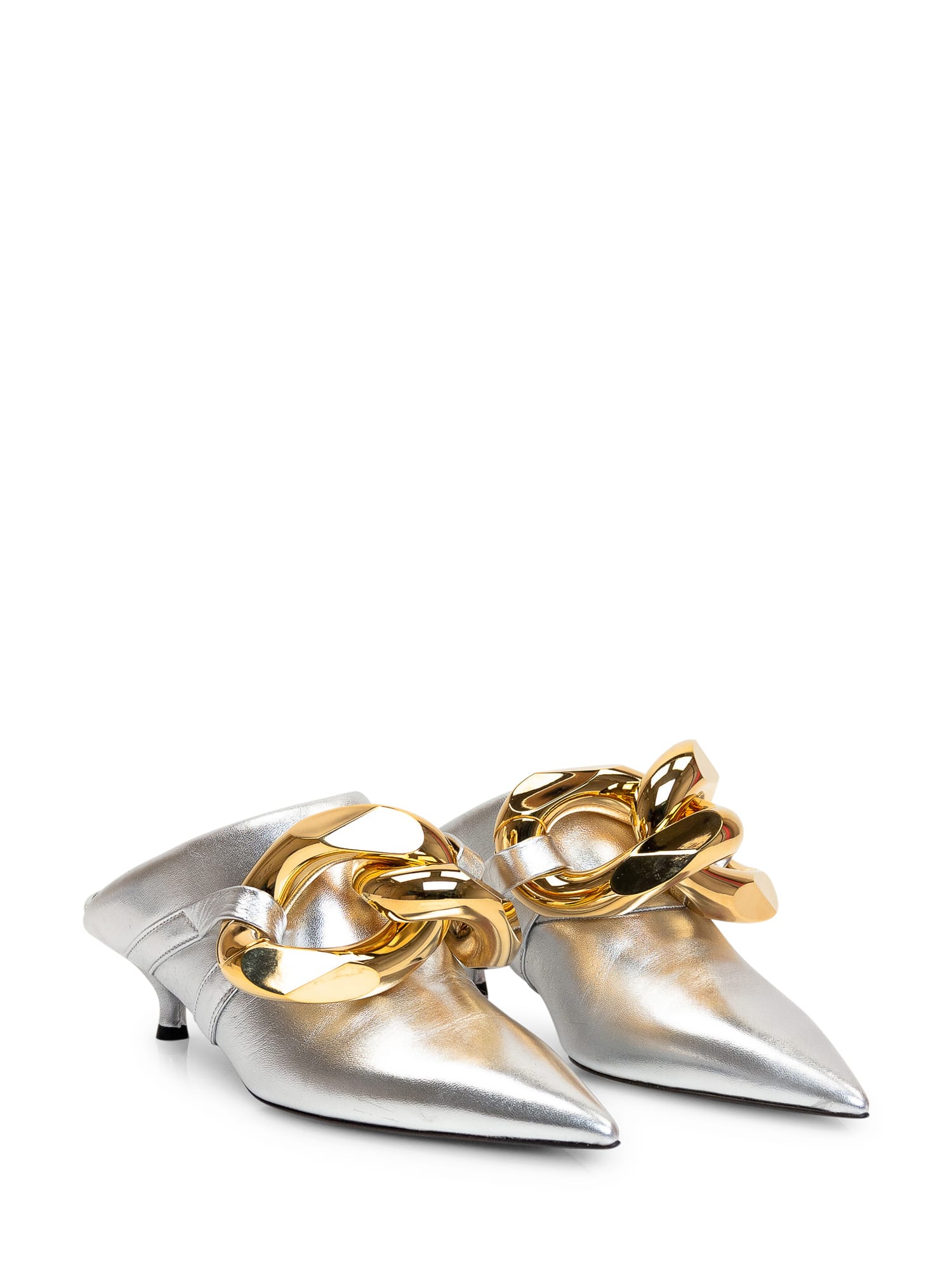 Shop Jw Anderson Chain Kitten Mule In Silver Chain Silver