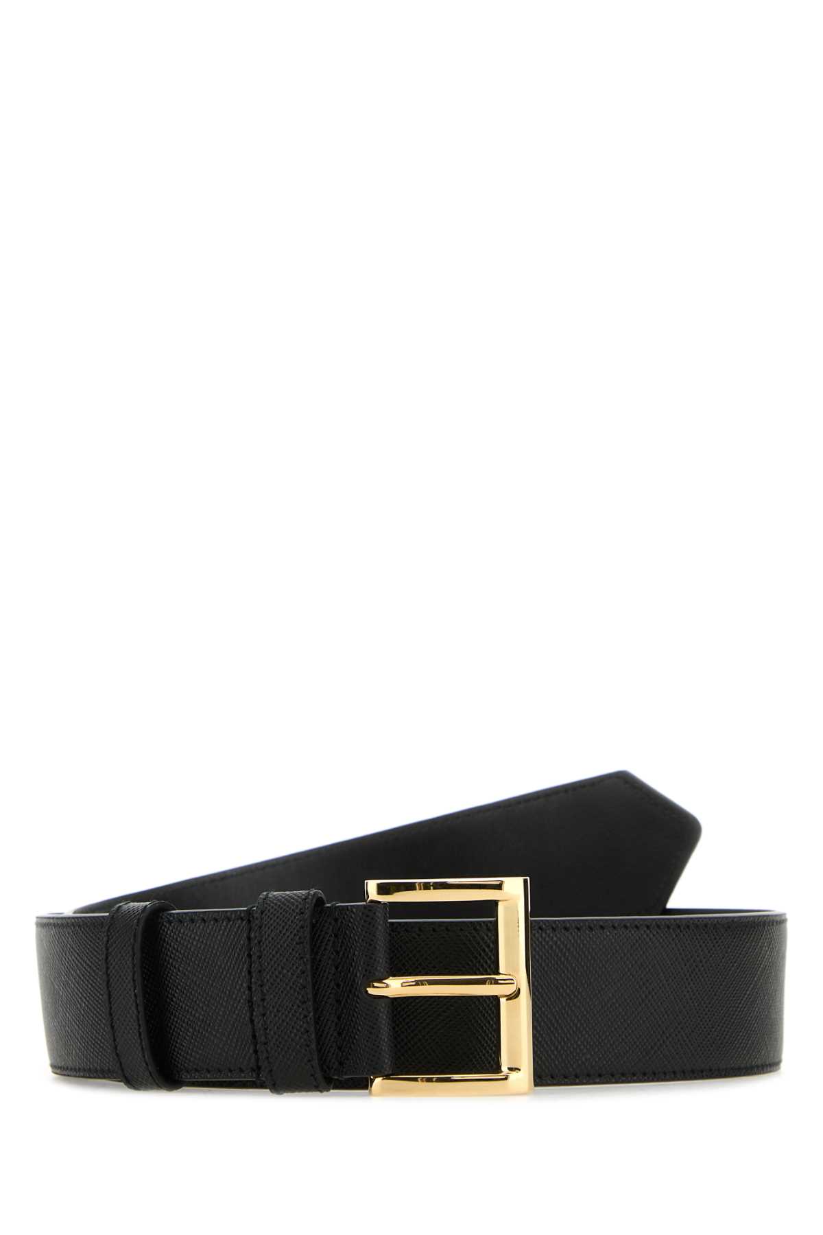 Shop Prada Black Leather Belt In Nero