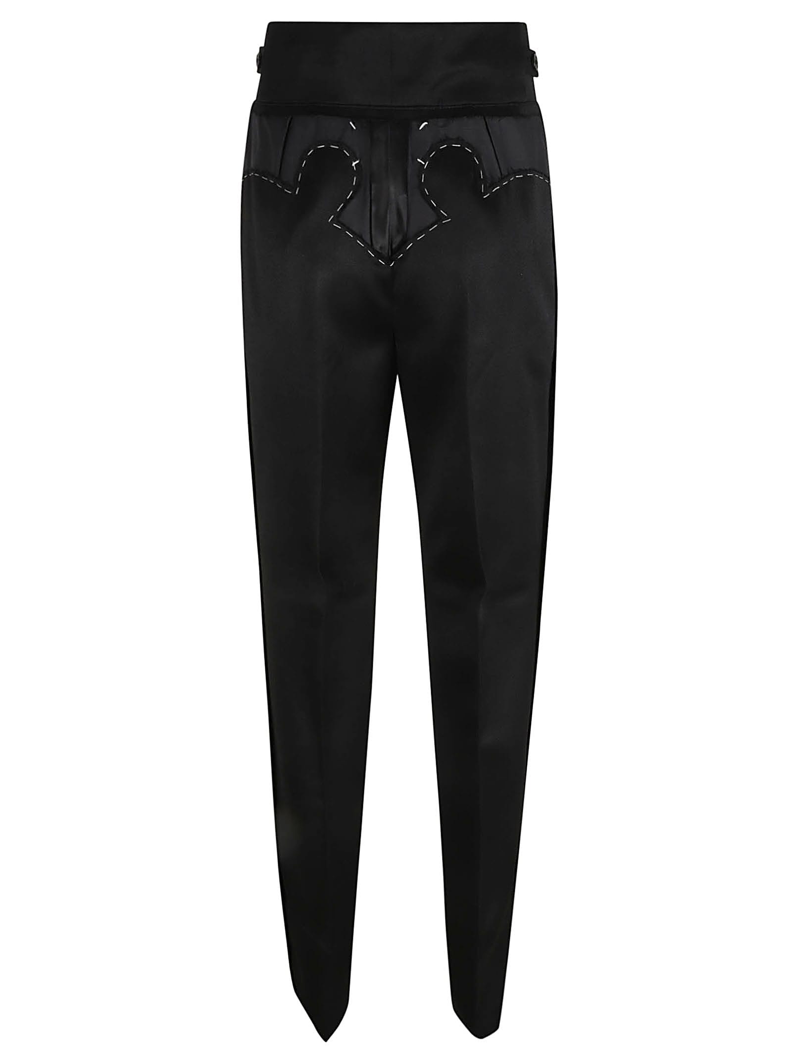 Shop Maison Margiela High-waist Rear Logo Trousers In Black