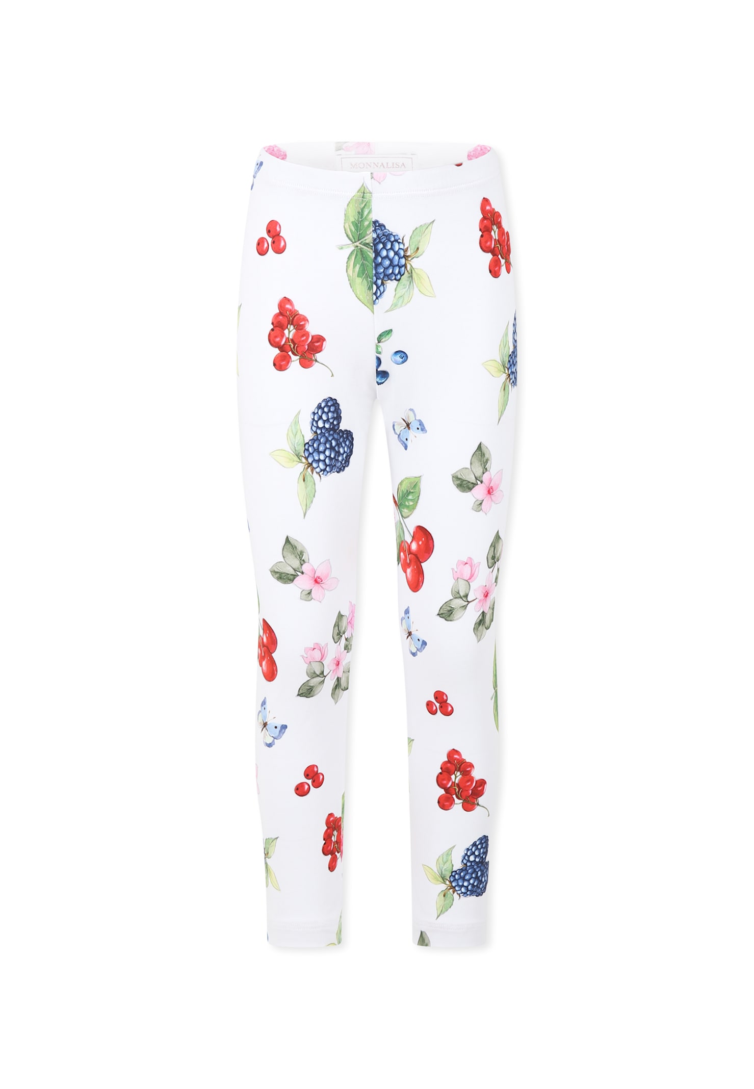 Monnalisa White Leggings For Girl With Fruit In White