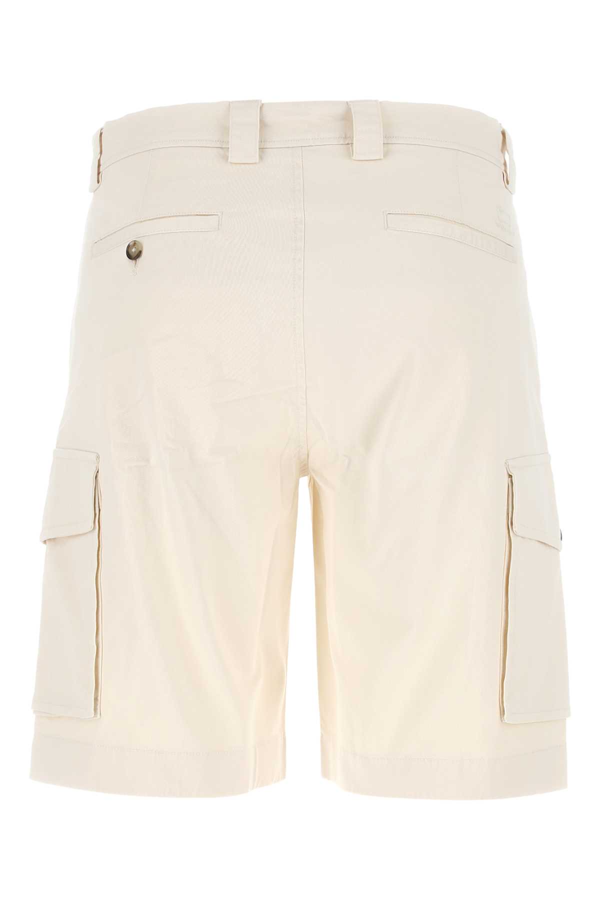 Woolrich Ivory Stretch Cotton Bermuda Shorts In Milkycream