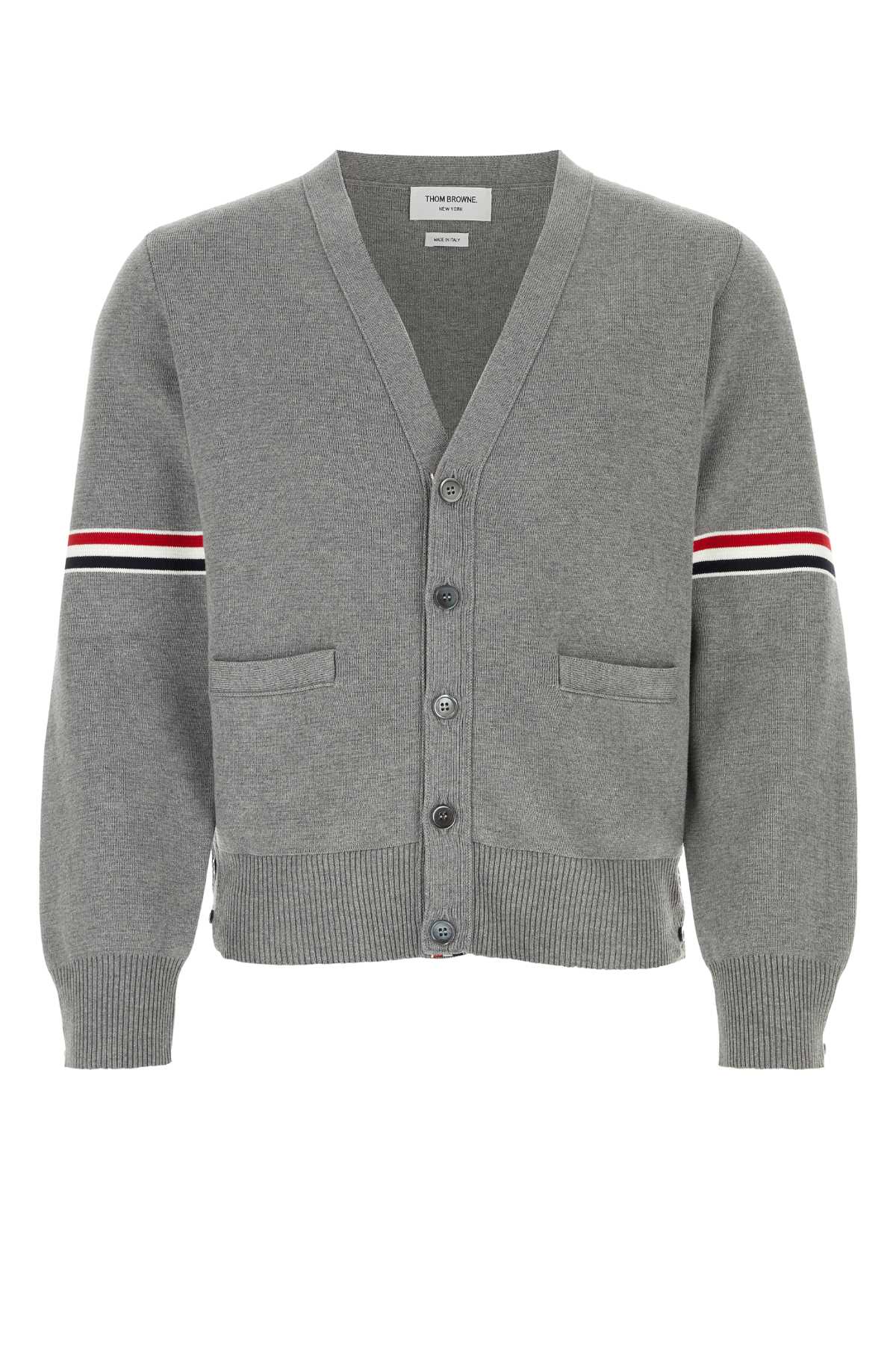 Shop Thom Browne Grey Cotton Milano Stitch Cardigan In Lightgrey