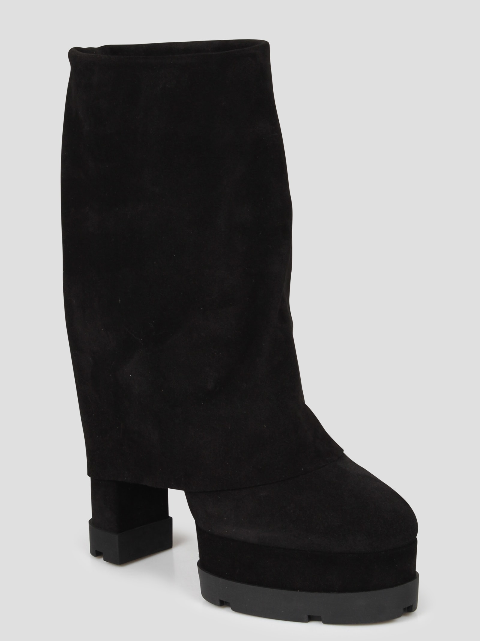 Shop Casadei Nancy Reversable Suede Boots In Black