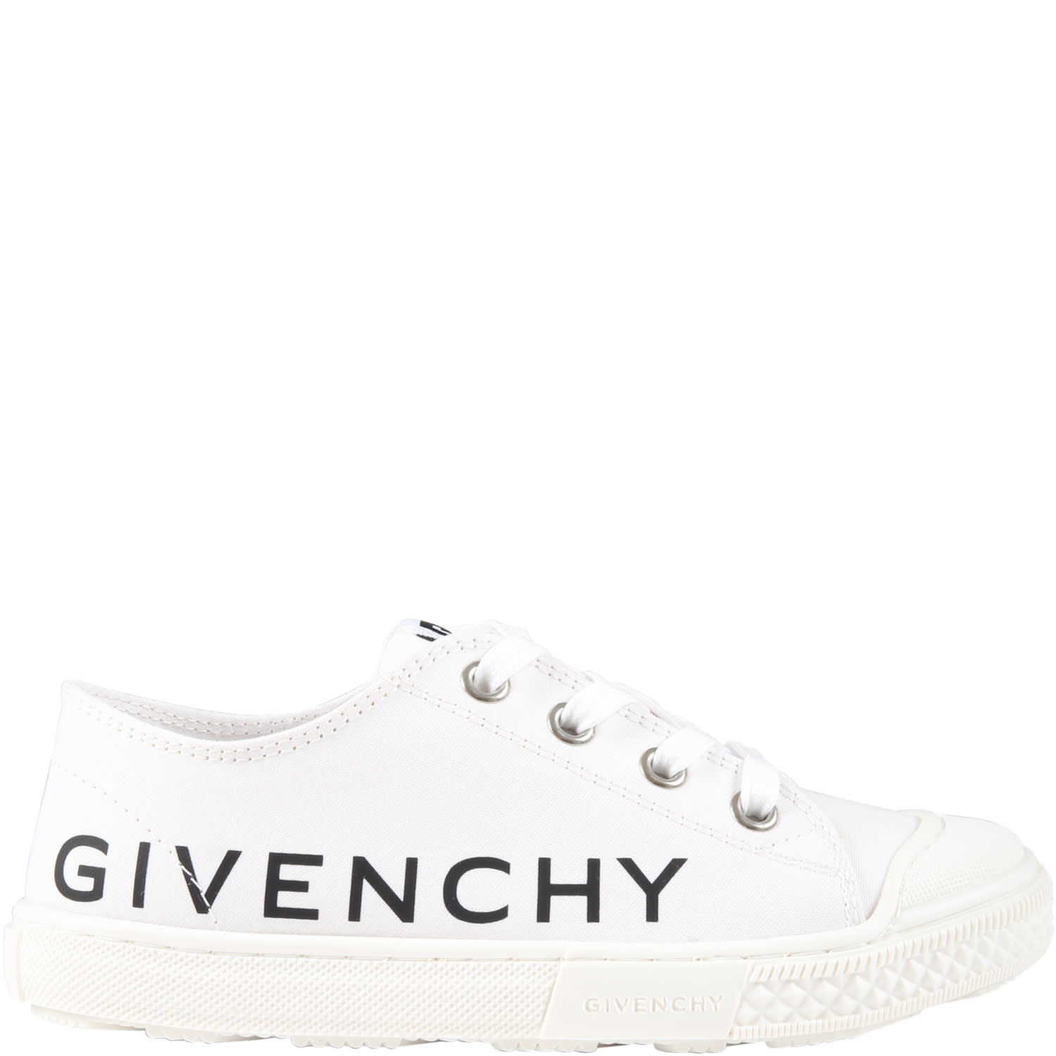Givenchy White Sneakers For Kids With Black Logo