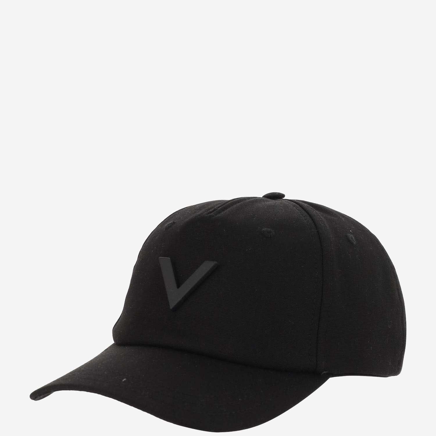 Shop Valentino Canvas Hat With Vlogo In Black