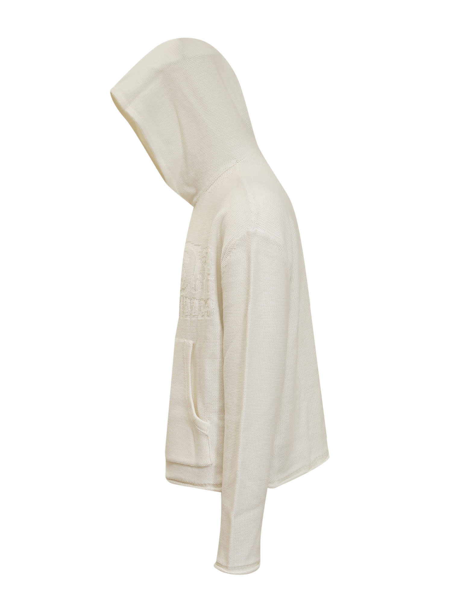 Shop Mm6 Maison Margiela Sweater With Hood In Bianco