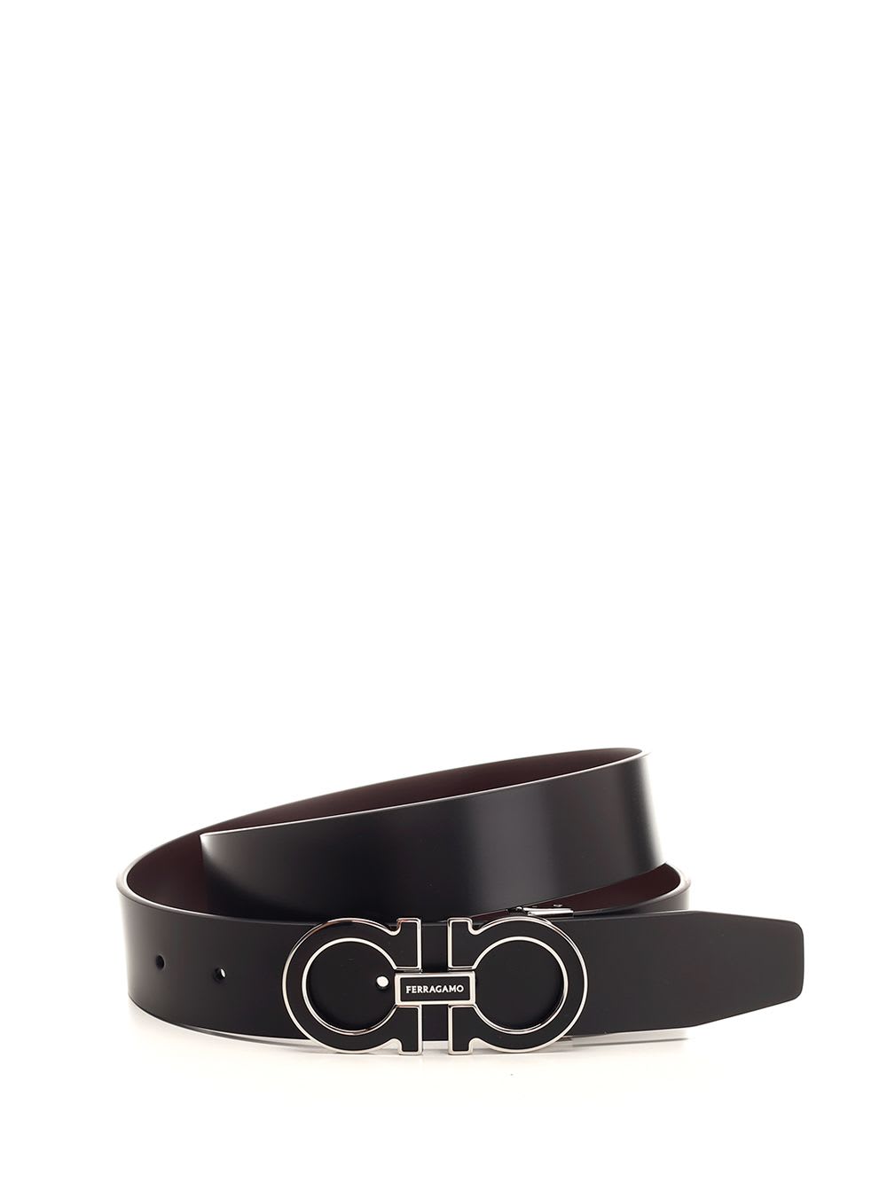 Shop Ferragamo Reversible And Adjustable Gancini Belt In Black