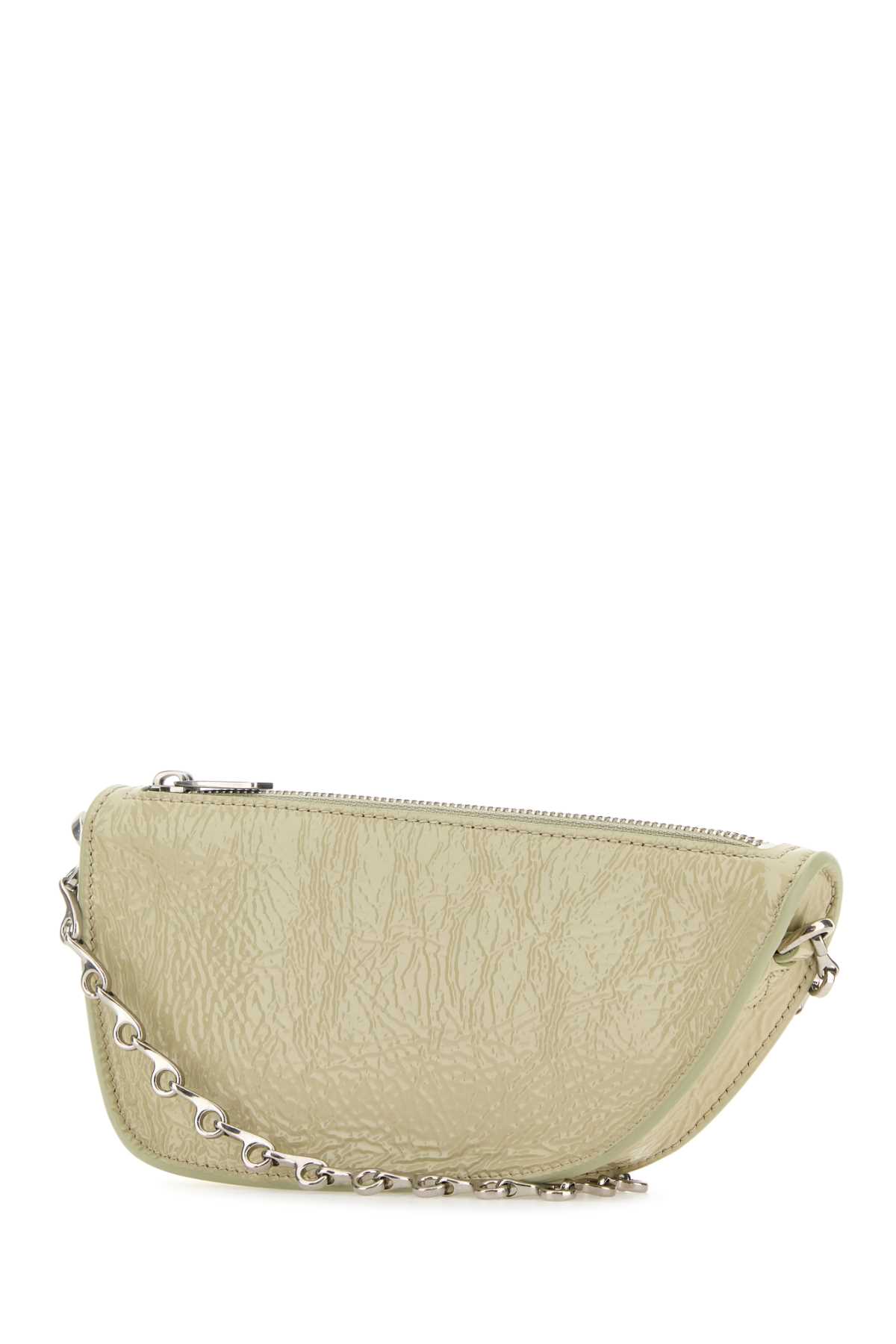 Shop Burberry Pastel Green Leather Micro Shield Crossbody Bag In Hunter
