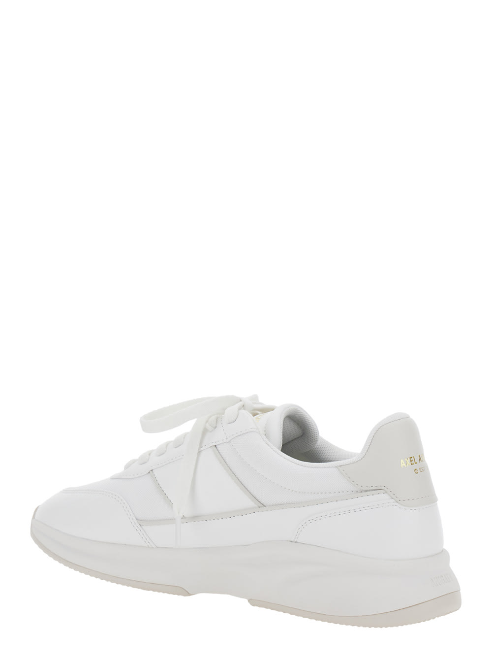 Axel Arigato Genesis Neo Runner White Low Top Sneakers With Logo Lettering On Tongue And Heel In Leather Blend Ma In White