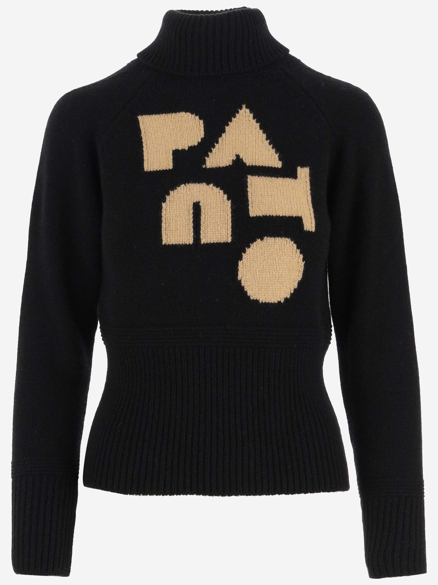 Shop Patou Wool And Cashmere Blend Sweater With Logo In Black